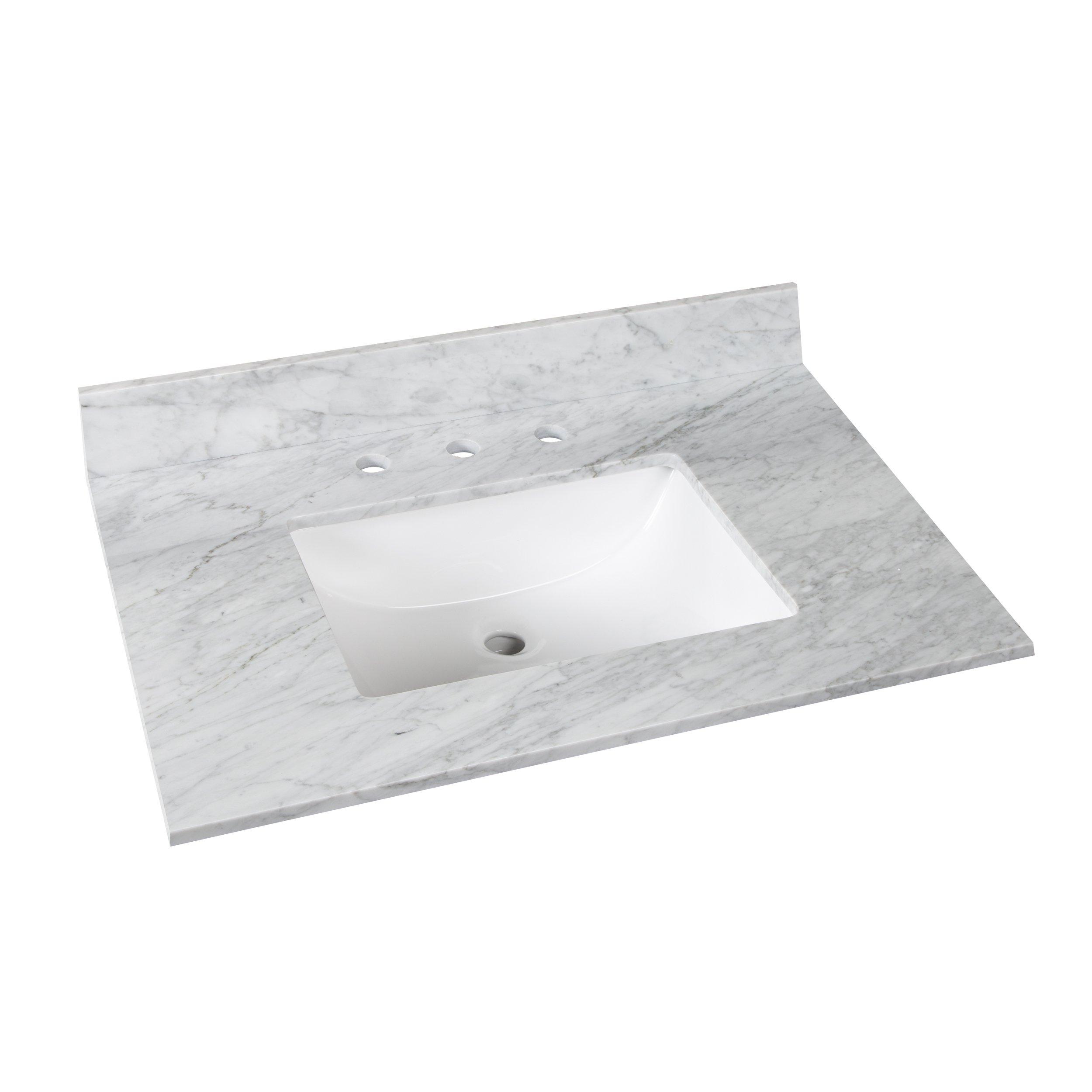 Bianco Carrara Marble 31 in. Vanity Top includes Backsplash