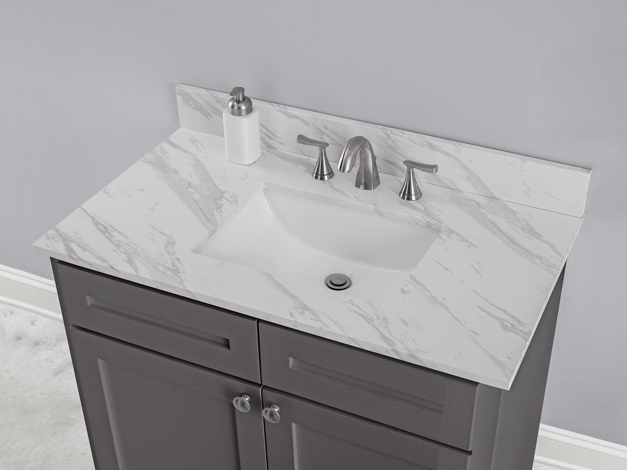 Volakas Engineered Marble 31 in. Vanity Top includes Backsplash