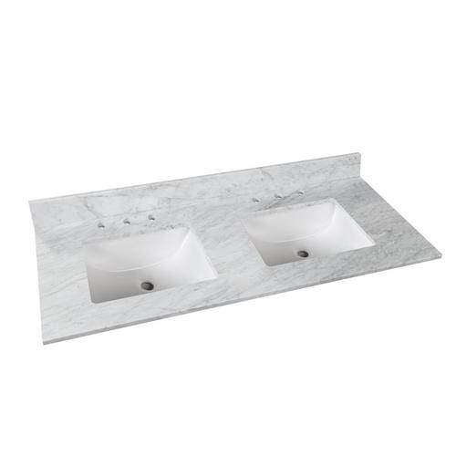 Bianco Carrara Marble 61 In Vanity Top, 60 Bathroom Vanity Top Double Sink