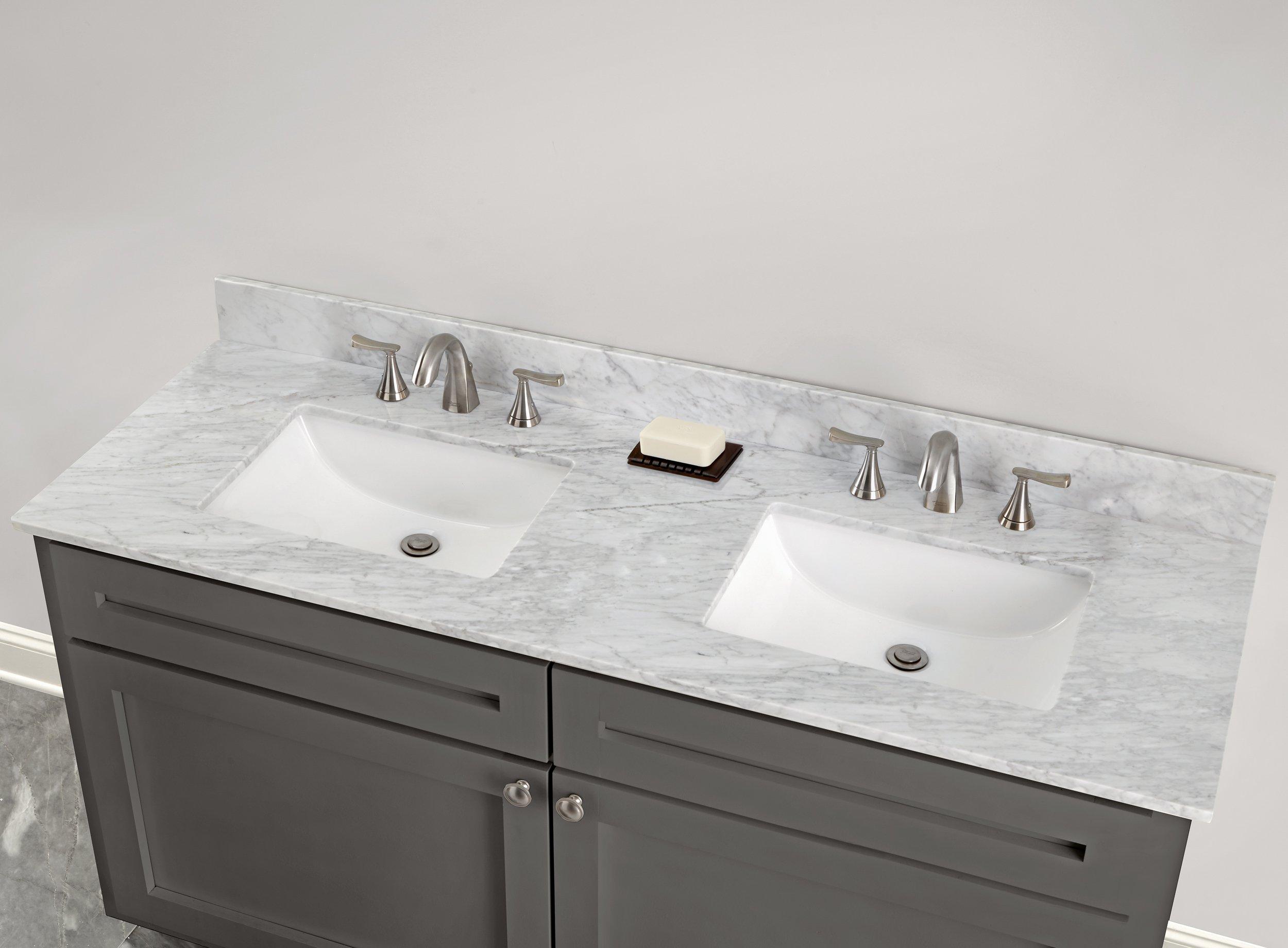 Bianco Carrara Marble 61 In Vanity Top Includes Backsplash 61in 100584192 Floor And Decor