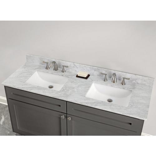 Bianco Carrara Marble 61 In Vanity Top, White Double Sink Vanity Top