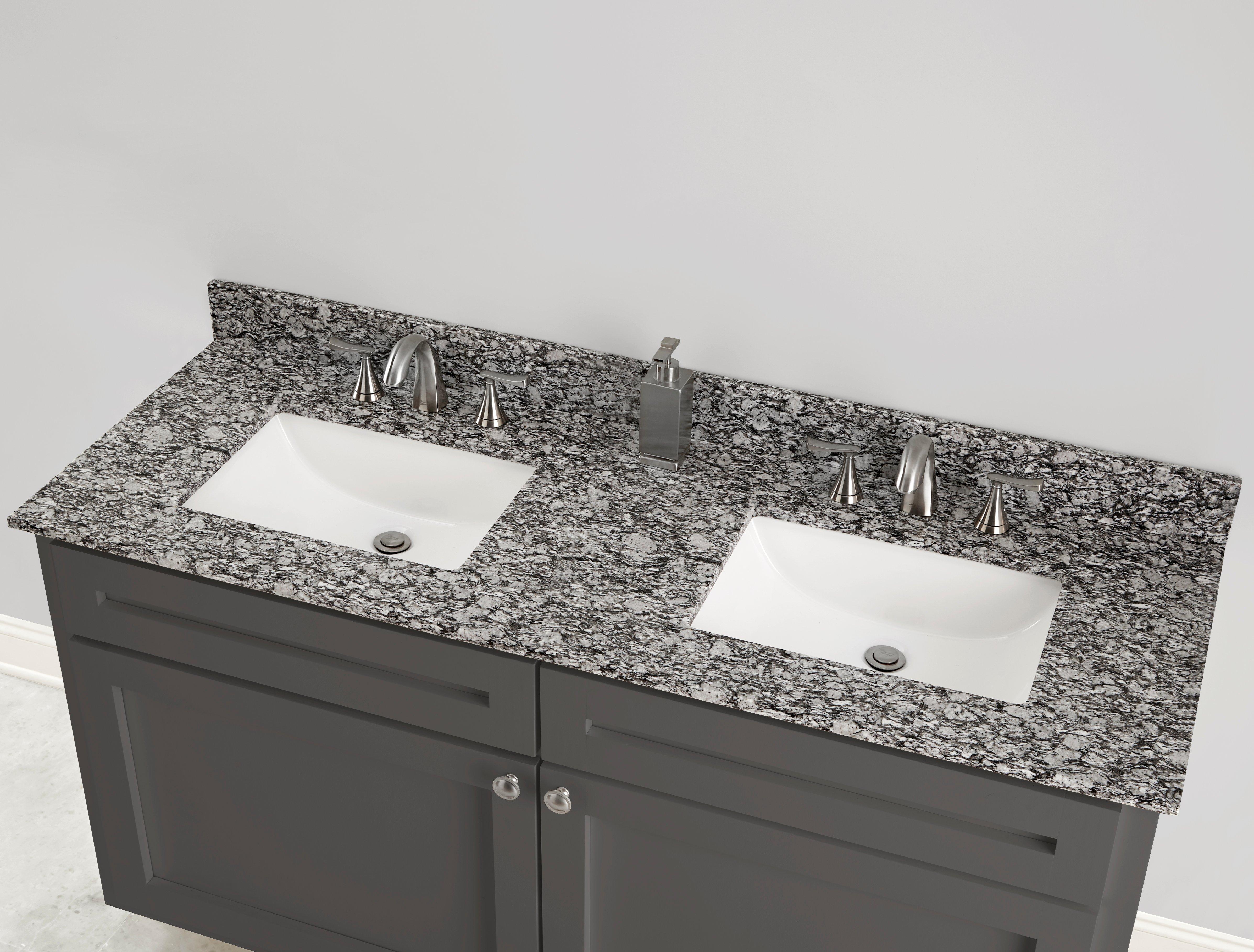 Kendall Gray Granite 61 In Vanity Top Includes Backsplash 61in 100584200 Floor And Decor