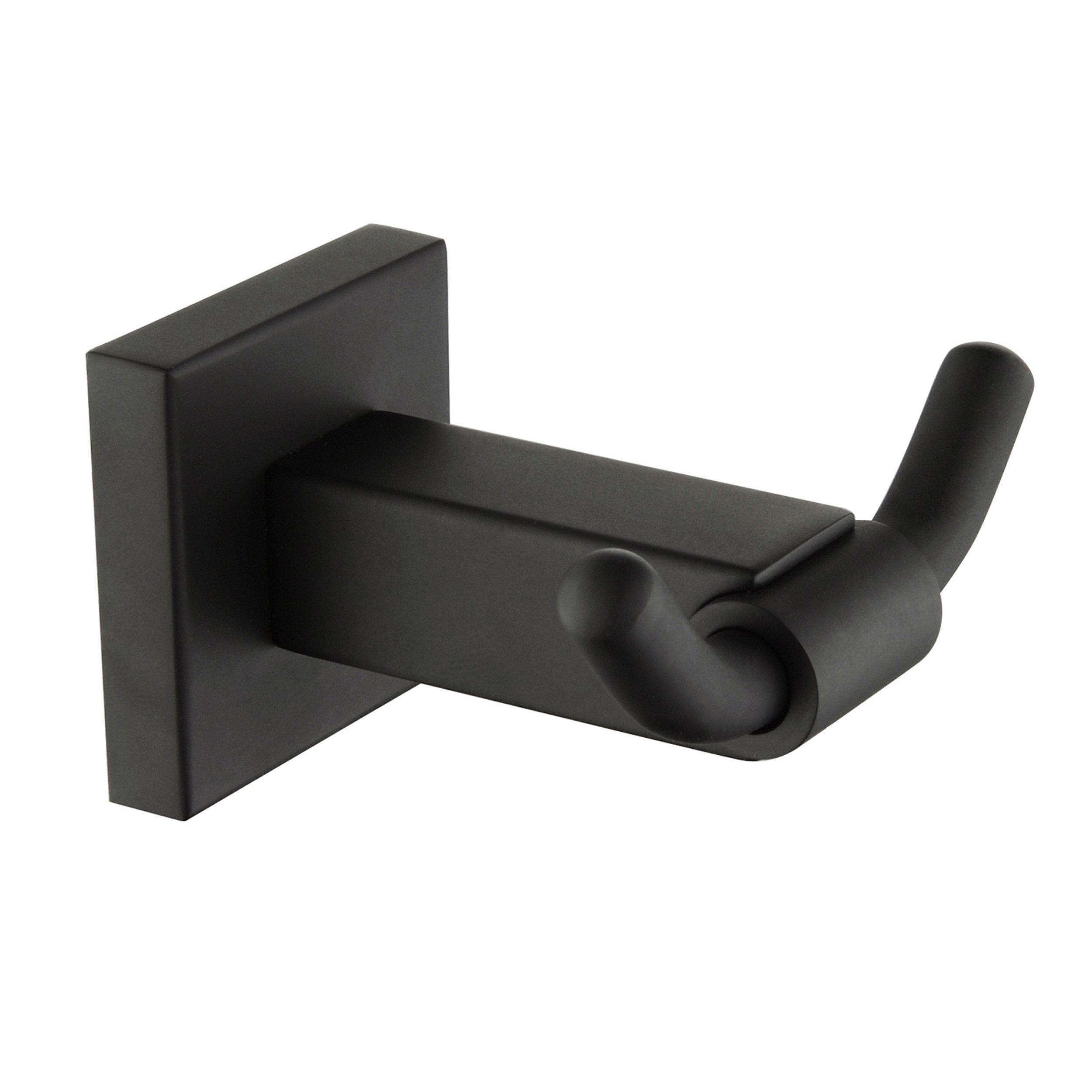 Double Robe Hook Black Matte Wall Mounted Bathroom Accessory