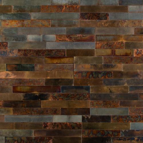 Distressed Copper L And Stick Metal Wall Panel 6 X 24 100587153 Floor Decor - Metal Self Stick Wall Tiles