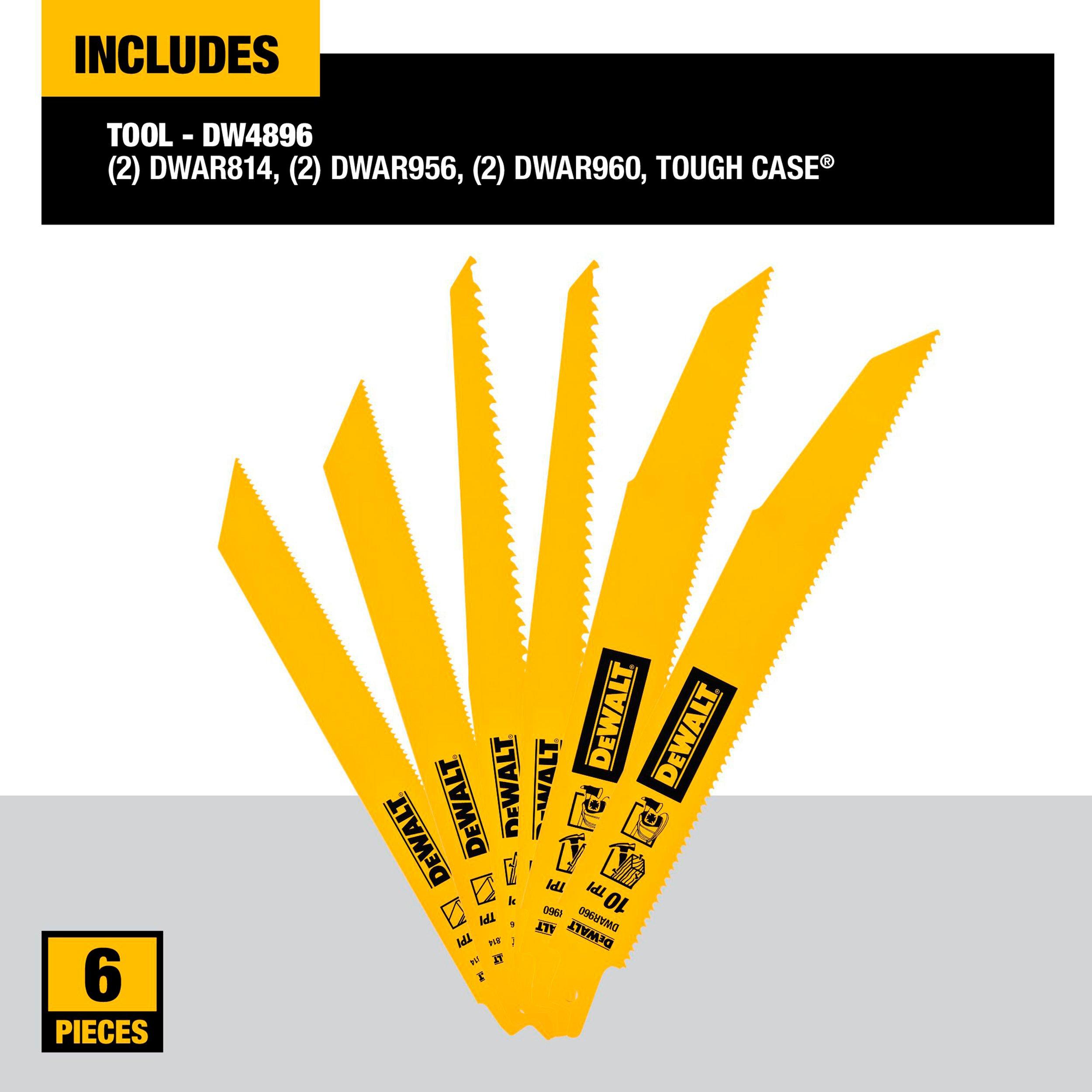 DeWalt 6 Piece Reciprocating Saw Blade Set