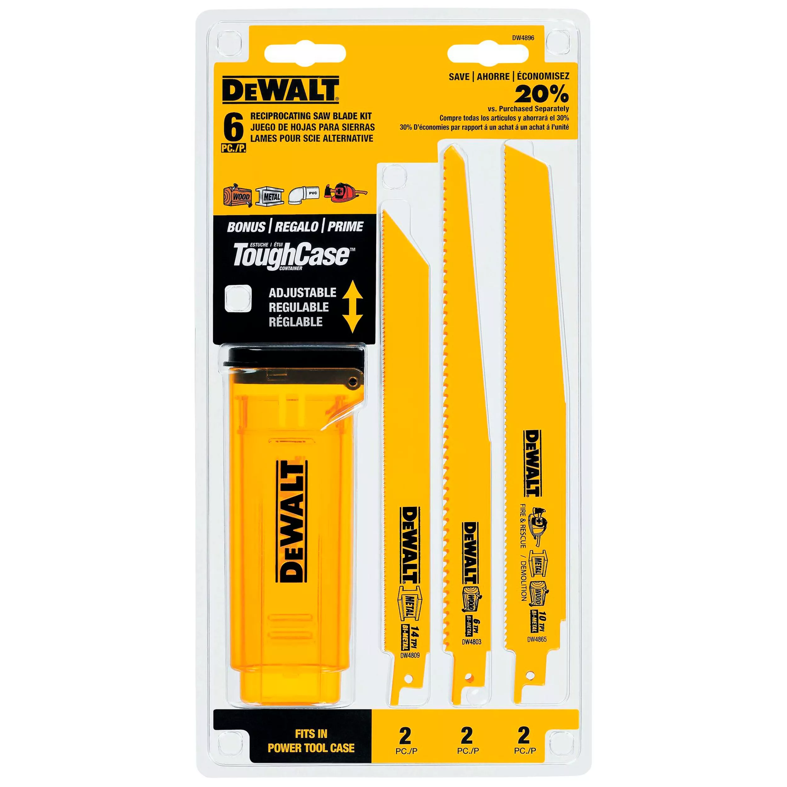 DeWalt 6 Piece Reciprocating Saw Blade Set