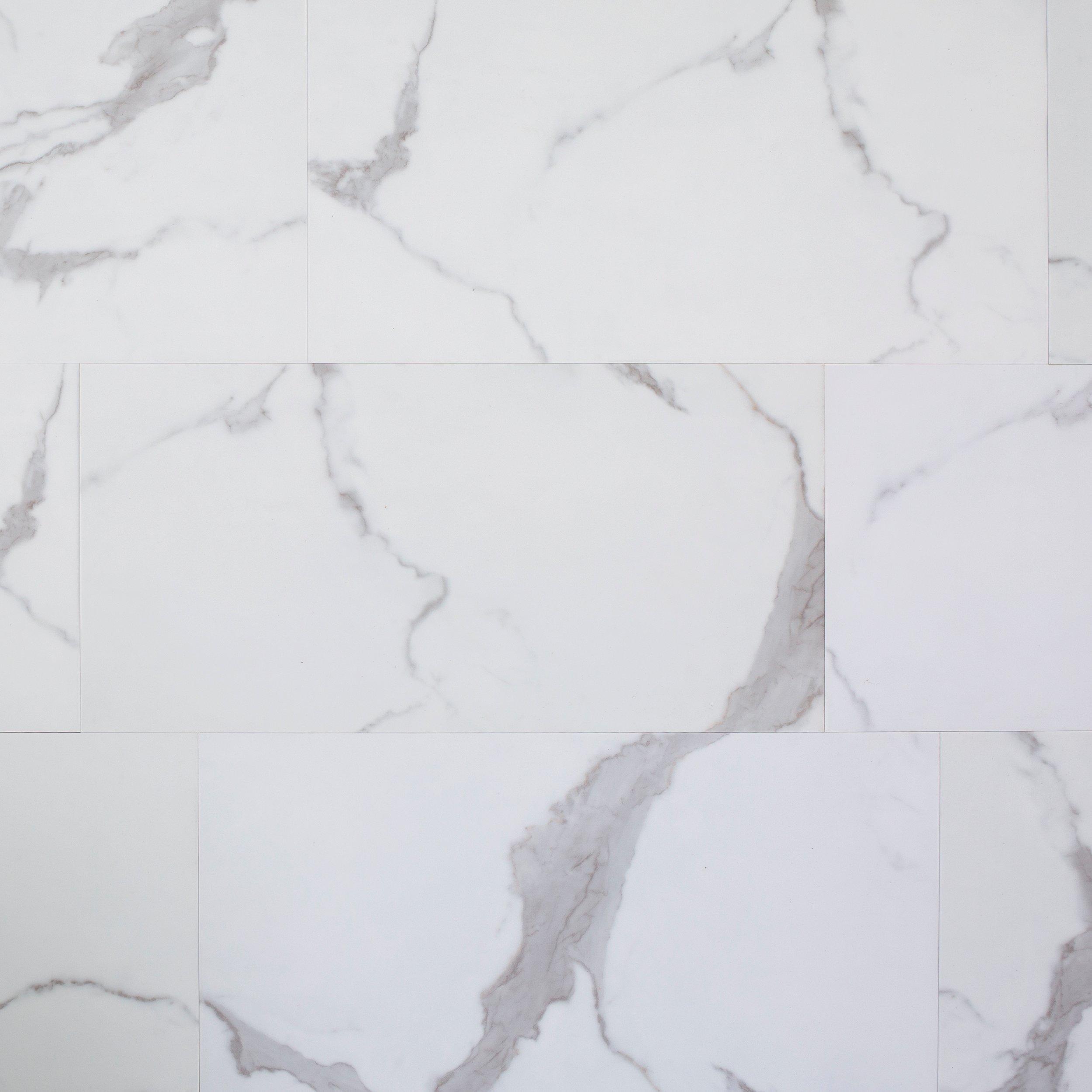 Carrara Marble Rigid Core Luxury Vinyl Tile - Cork Back