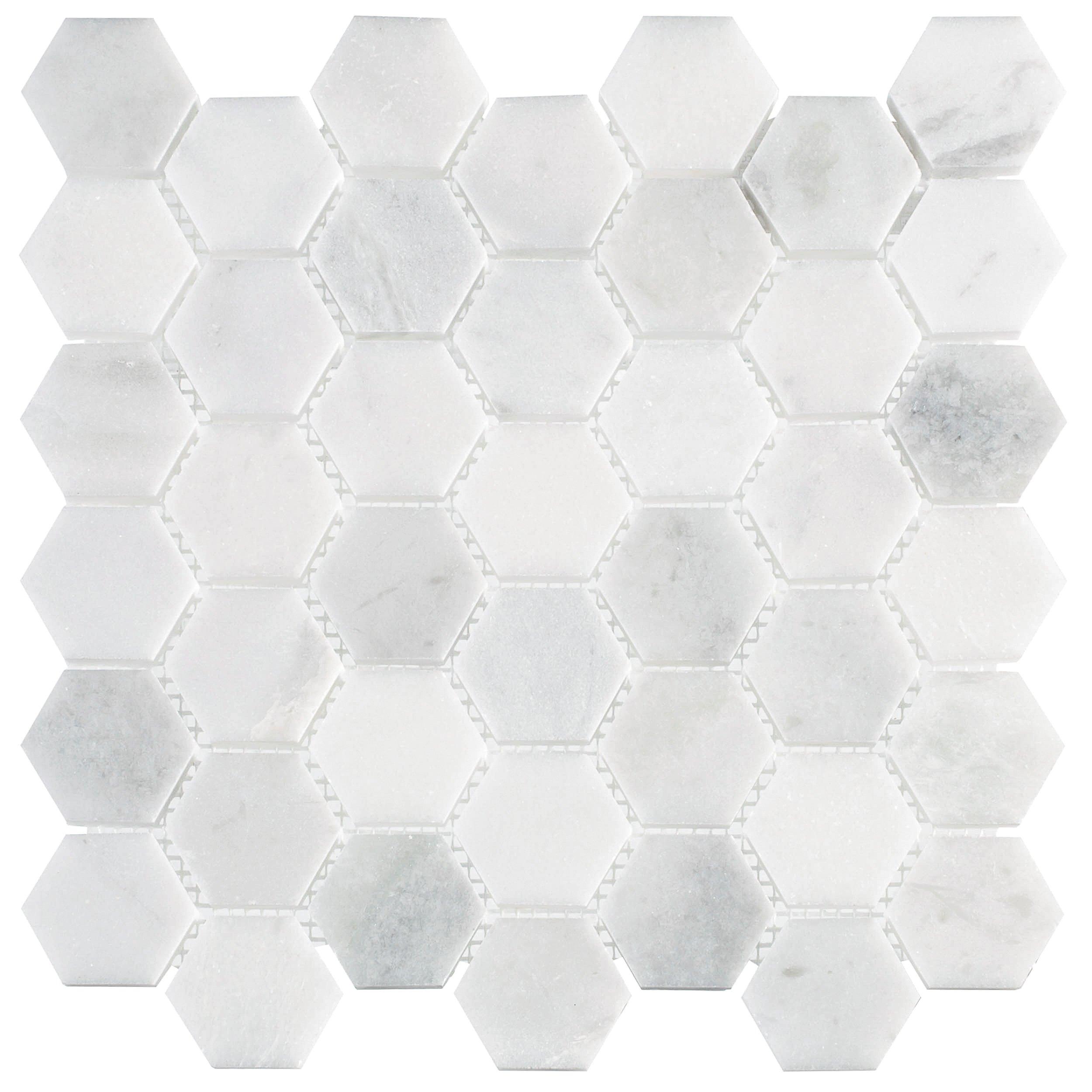 Sahara Carrara Hexagon Polished Marble Mosaic