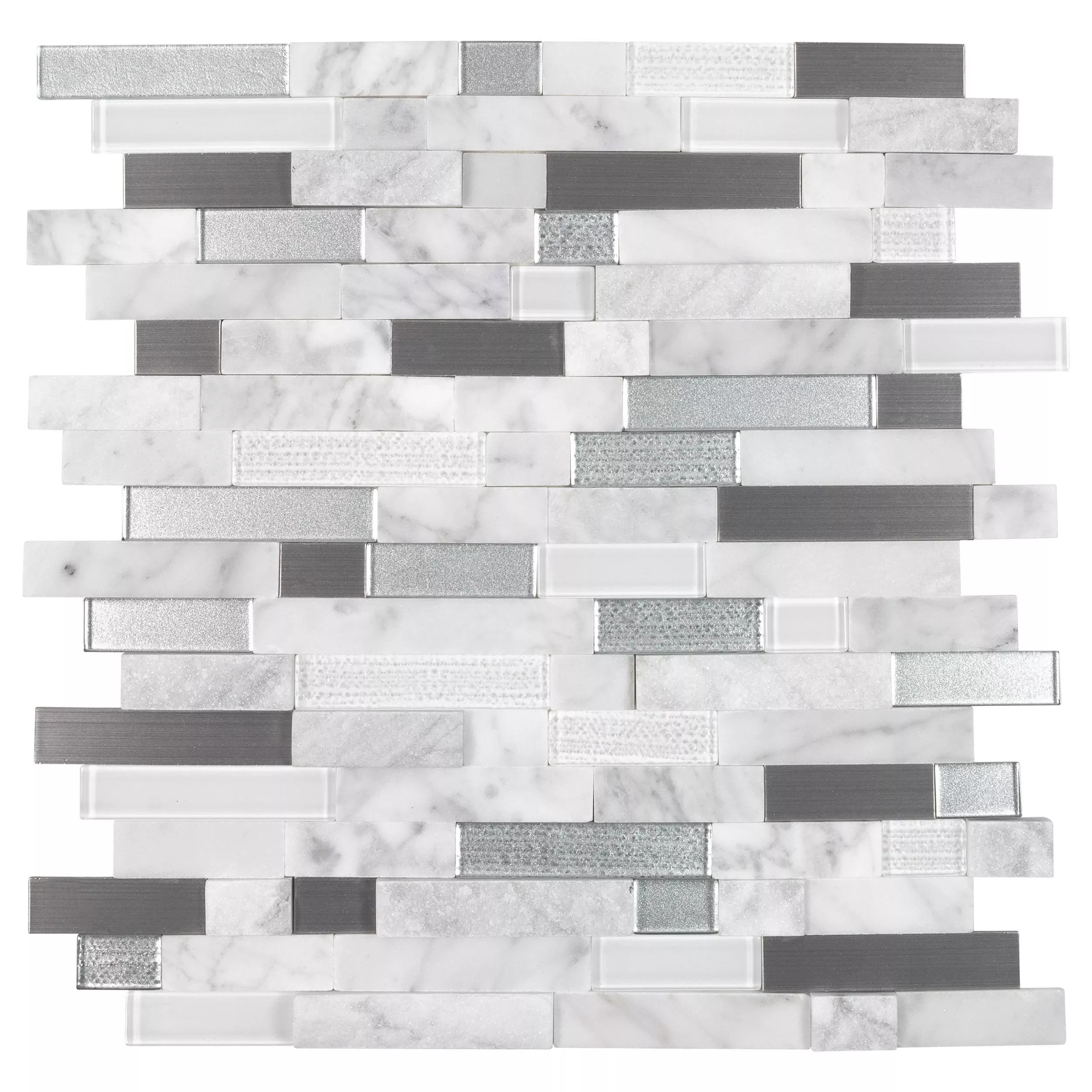 Uptown Silver Linear Glass Peel and Stick Mosaic