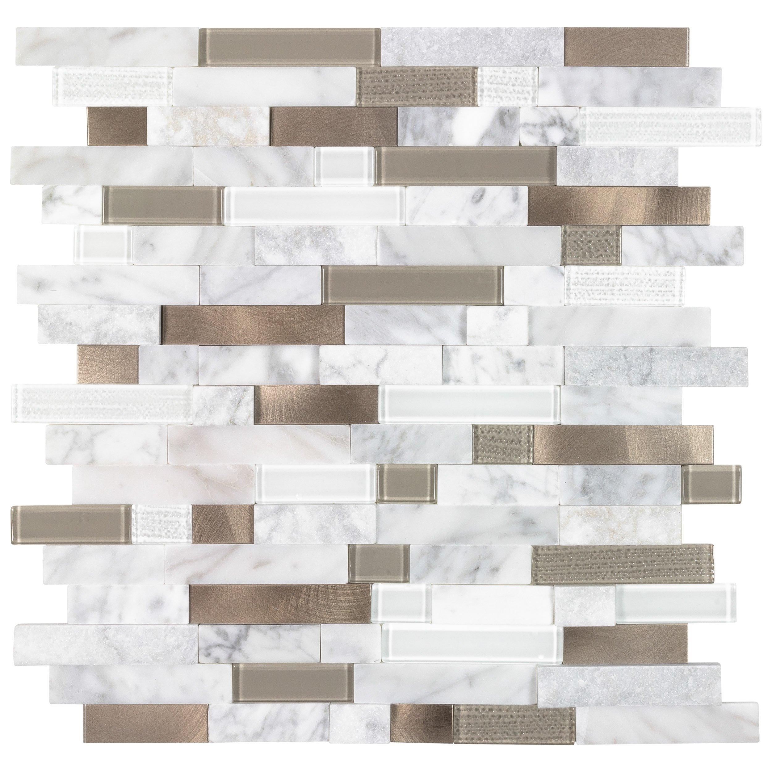 Uptown Bronze Linear Metal Peel and Stick Mosaic