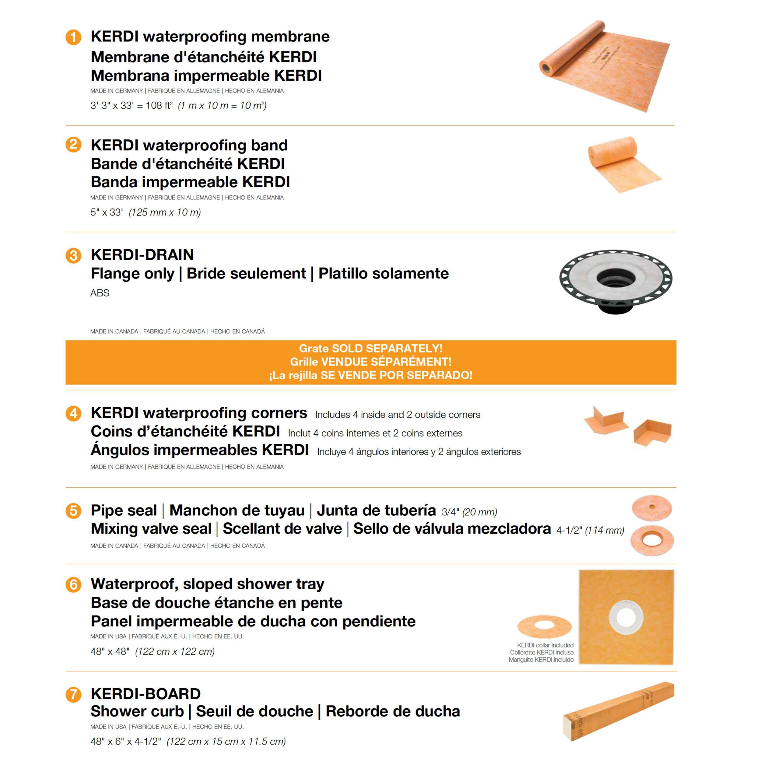 Schluter Kerdi-Shower Kit 48in. x 48in. ABS Flange 2