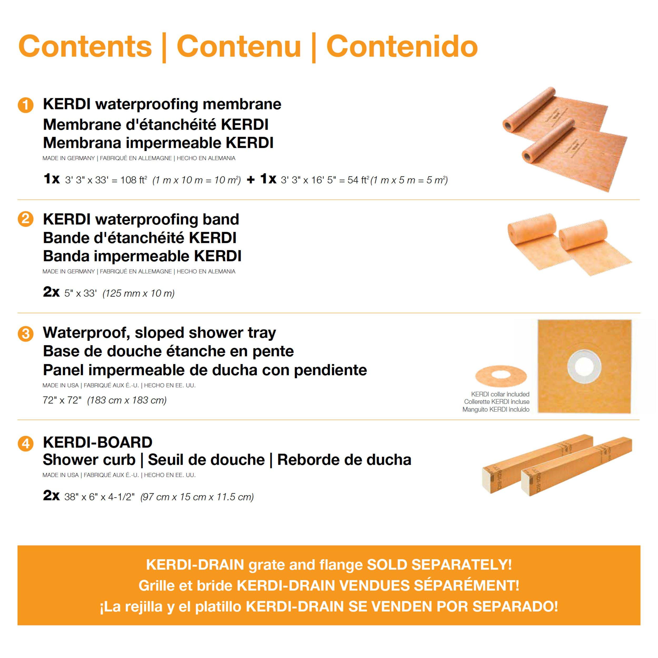 Schluter Kerdi-Shower Kit 72in. x 72in. No Drain