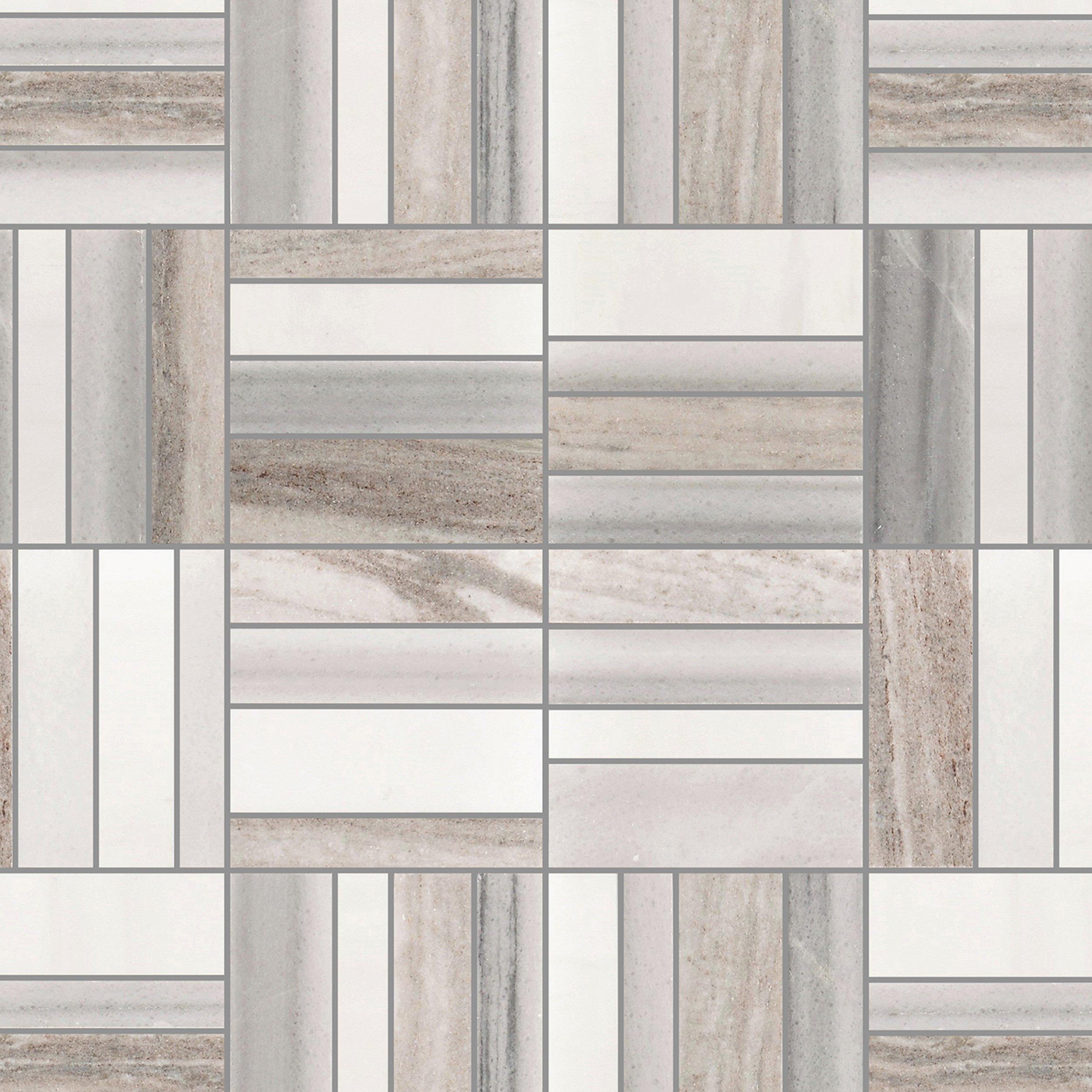 Maravilla | Metro Skyline Polished Marble Mosaic Tile, 12 x 12, 1/3 ...
