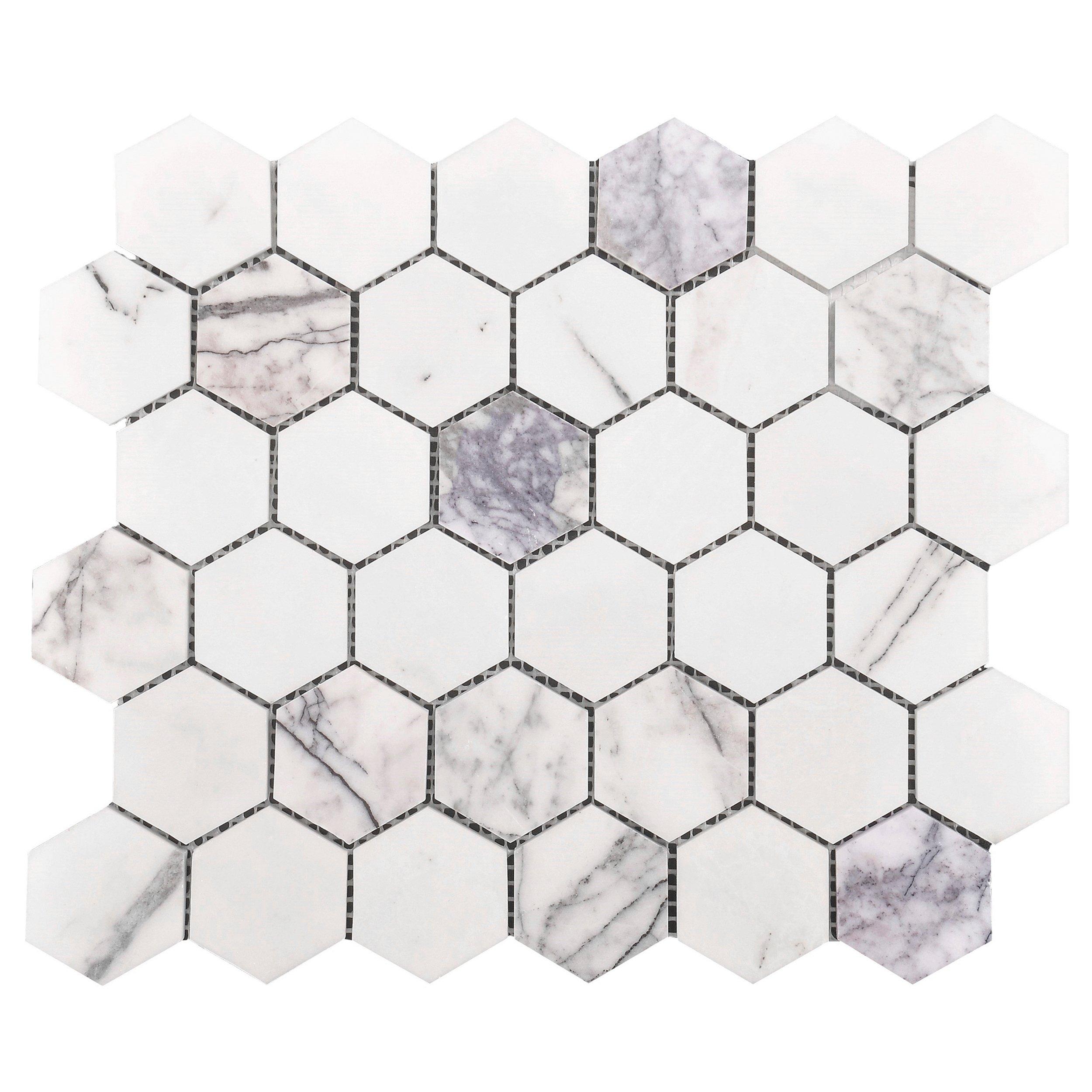 Amethyst 2 in. Hexagon Polished Marble Mosaic