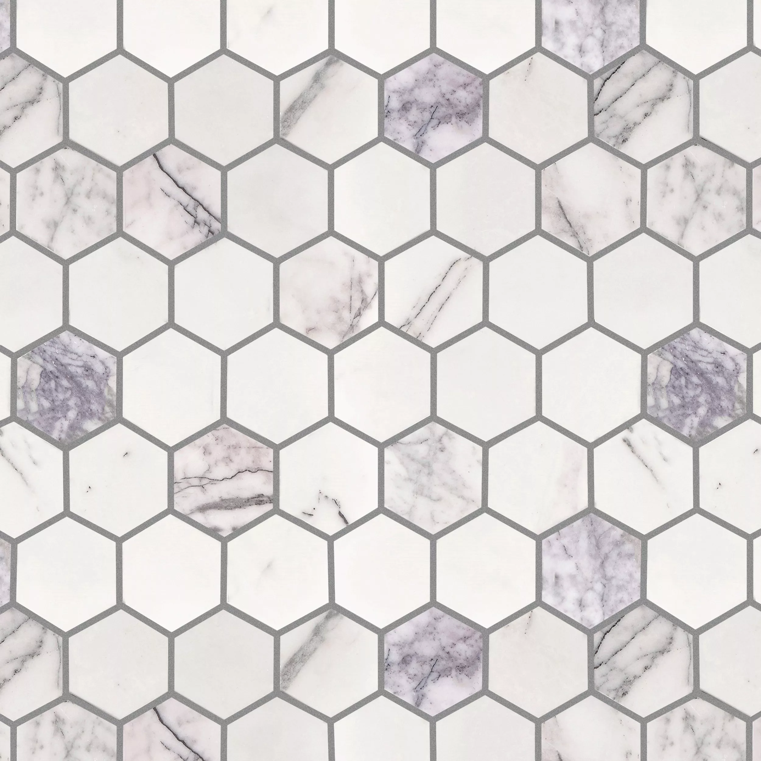 Amethyst 2 in. Hexagon Polished Marble Mosaic
