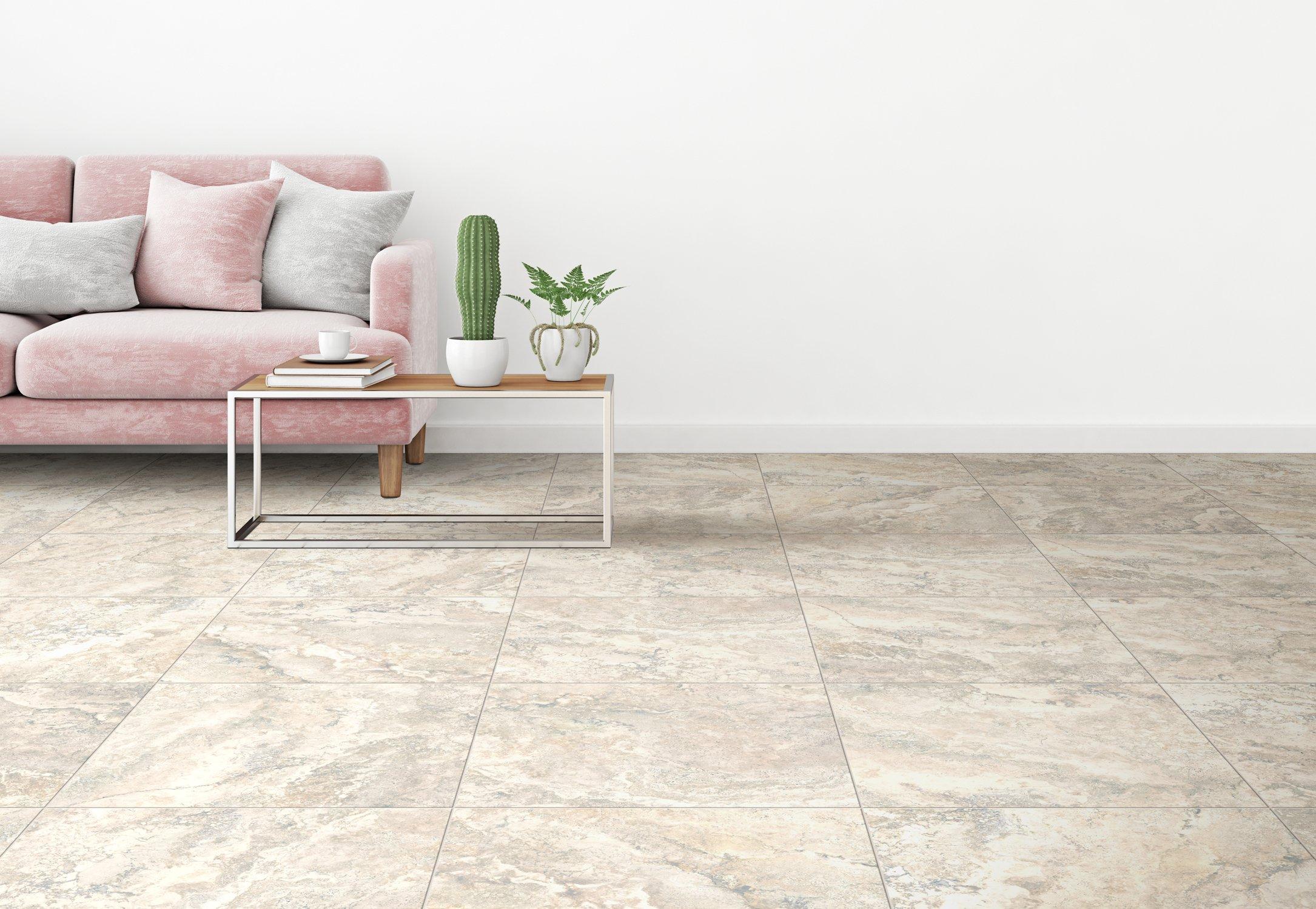 Limestone Matt Almond floor tiles are perfect for the kitchen from