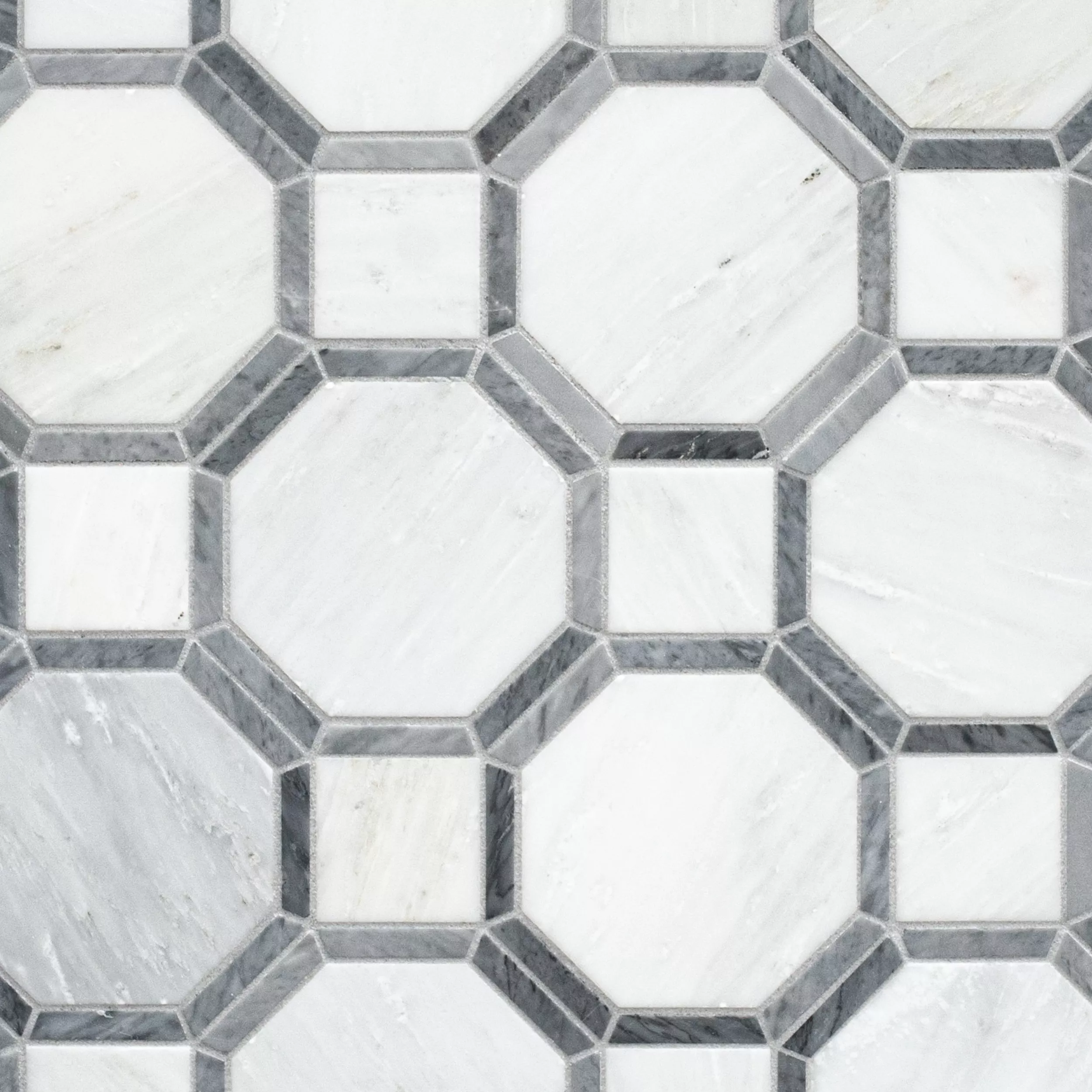 Gables Carrara White and Gray Hexagon Polished Mosaic