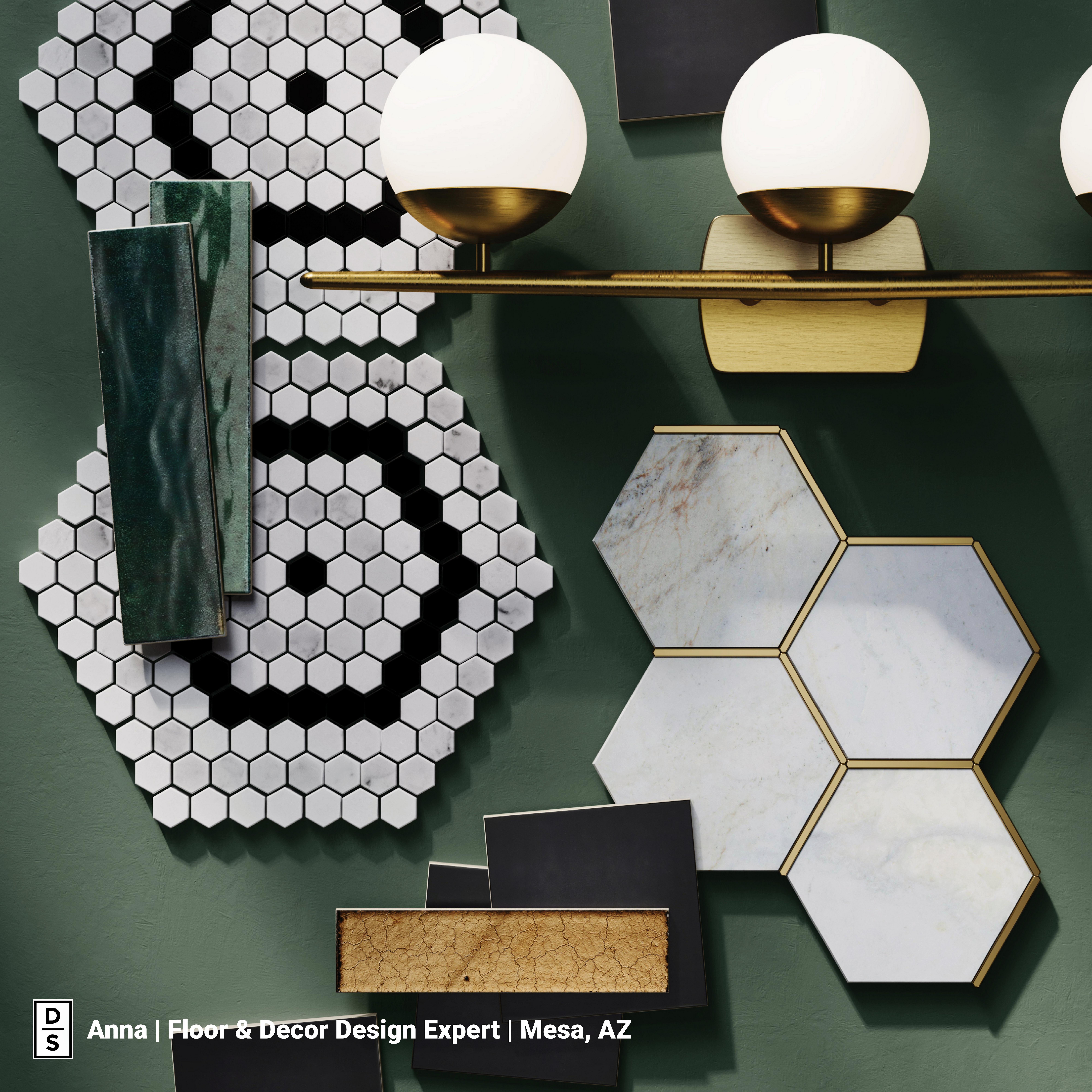 Cafe Du Monet Hexagon Polished Marble Mosaic