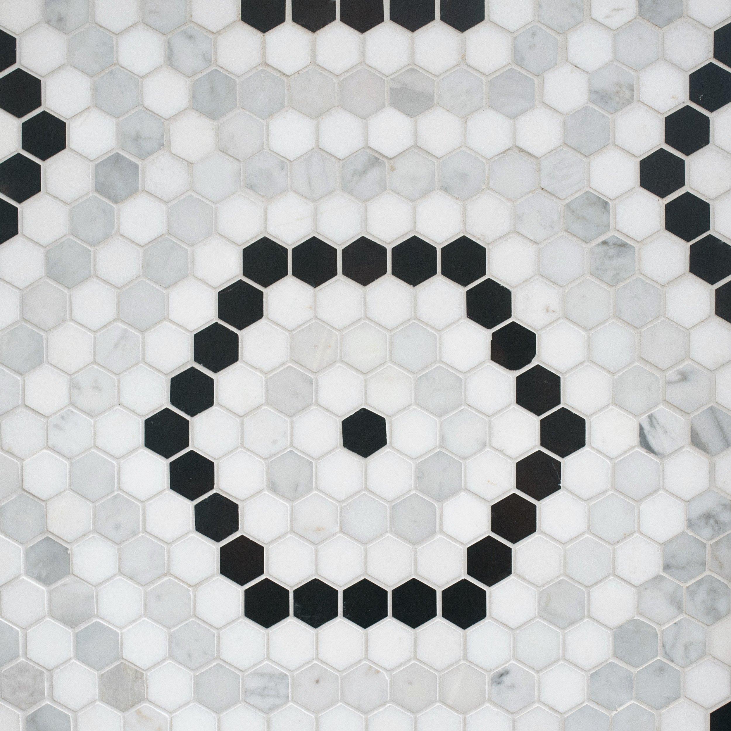 Cafe Du Monet Hexagon Polished Marble Mosaic