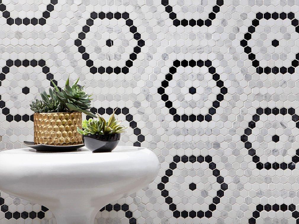Cafe Du Monet Hexagon Polished Marble Mosaic