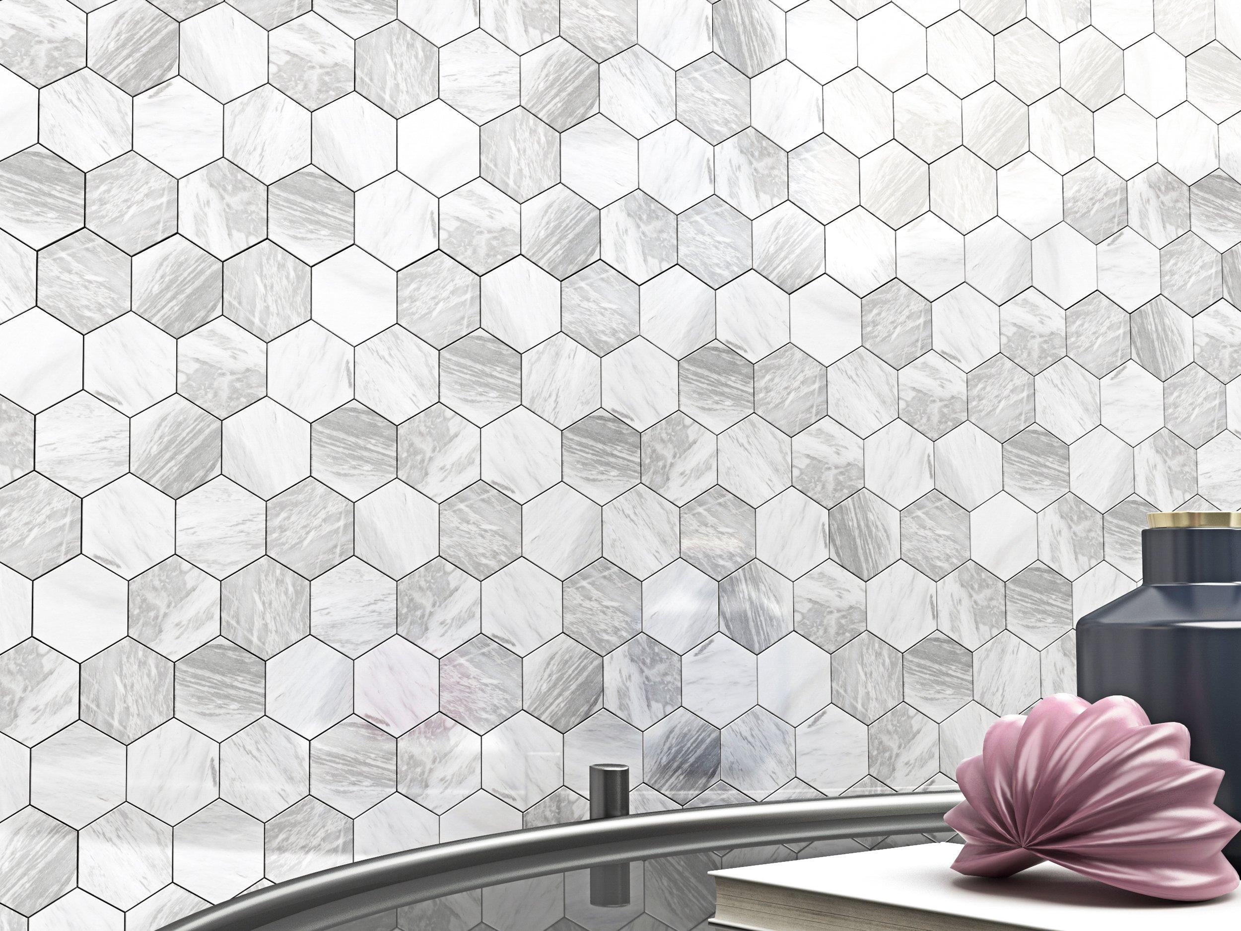 Solco White 2 in. Hexagon Polished Marble Mosaic