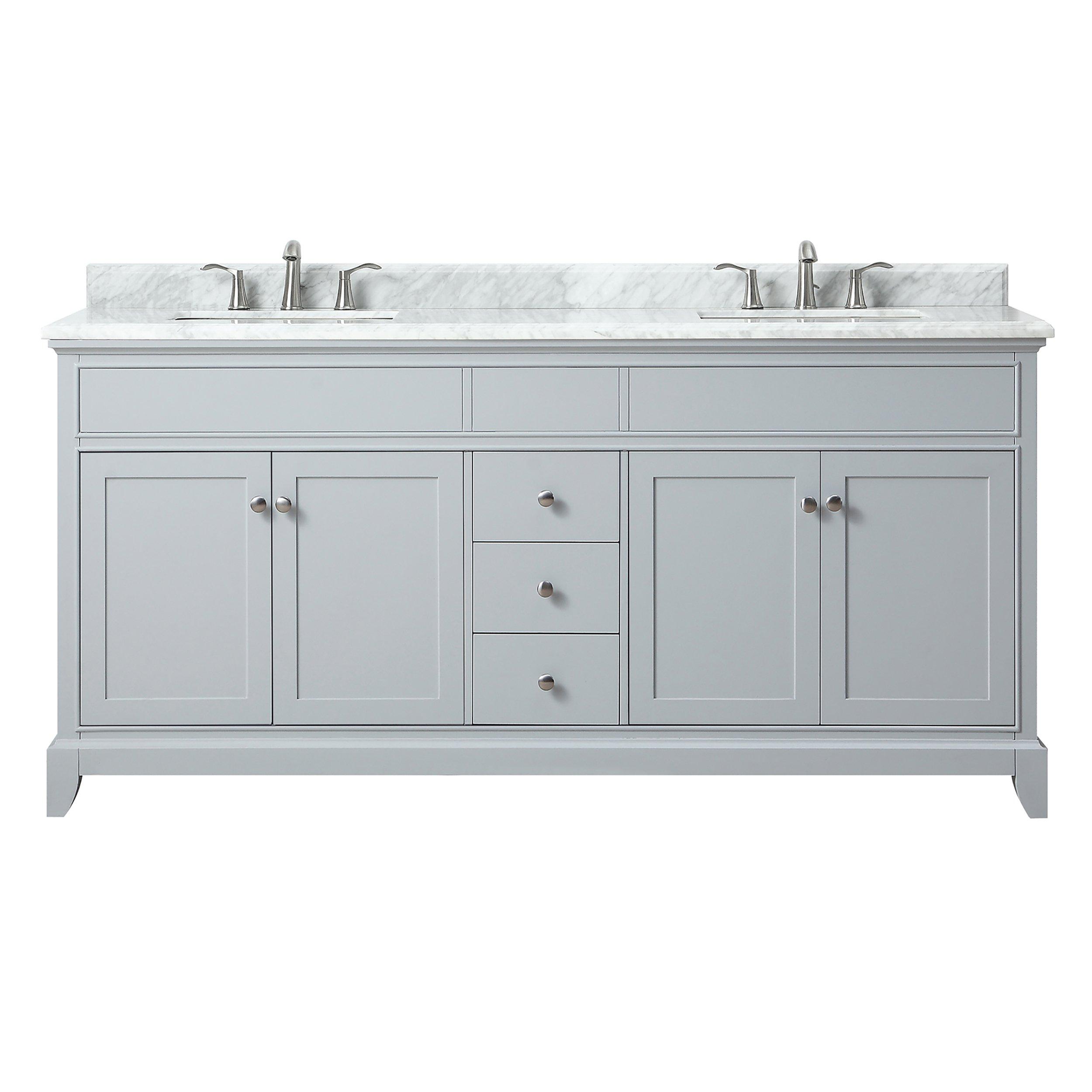 Aurora 73 In Vanity With Carrara Marble Top 73in 100610344 Floor And Decor