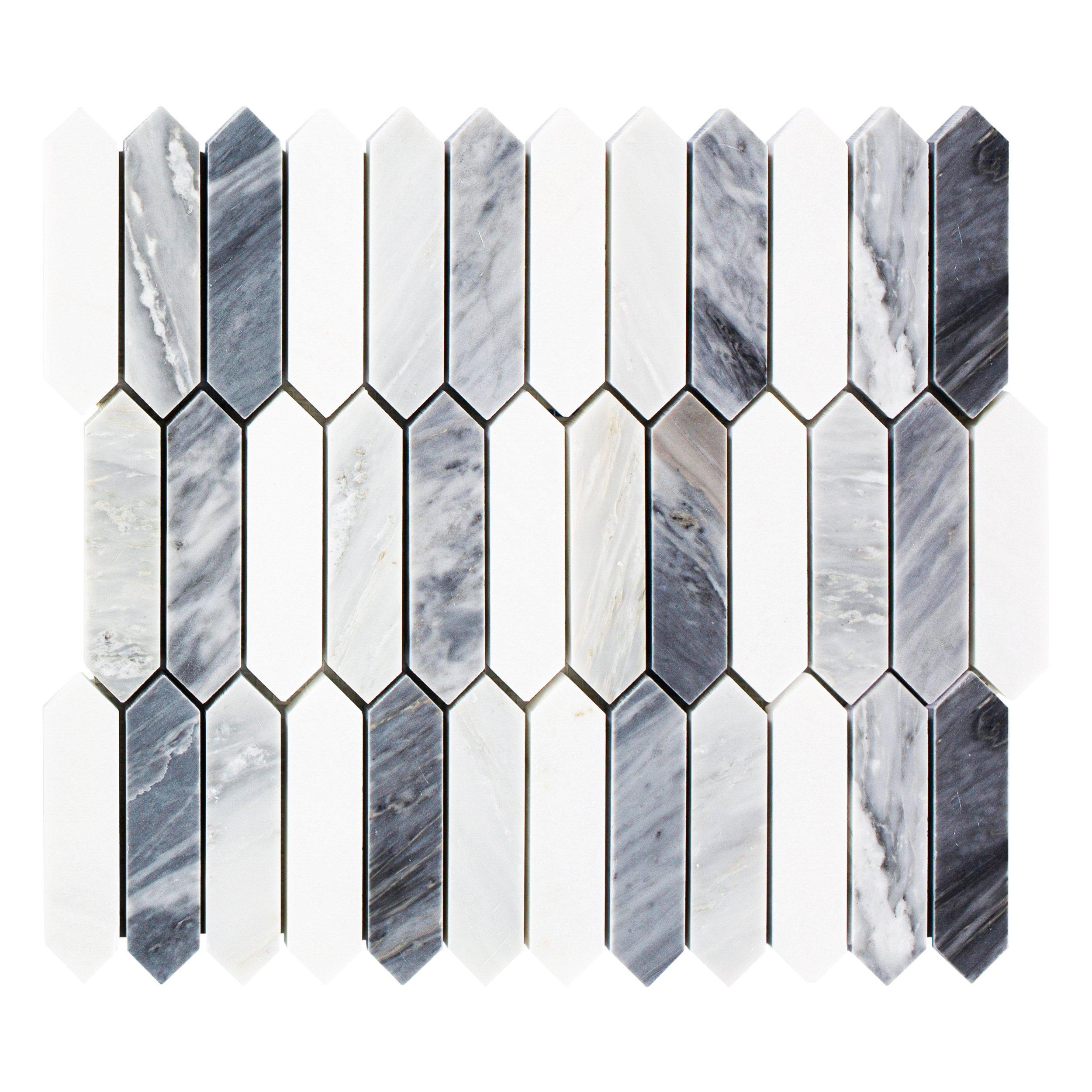 Dove Gray Picket Polished Marble Mosaic