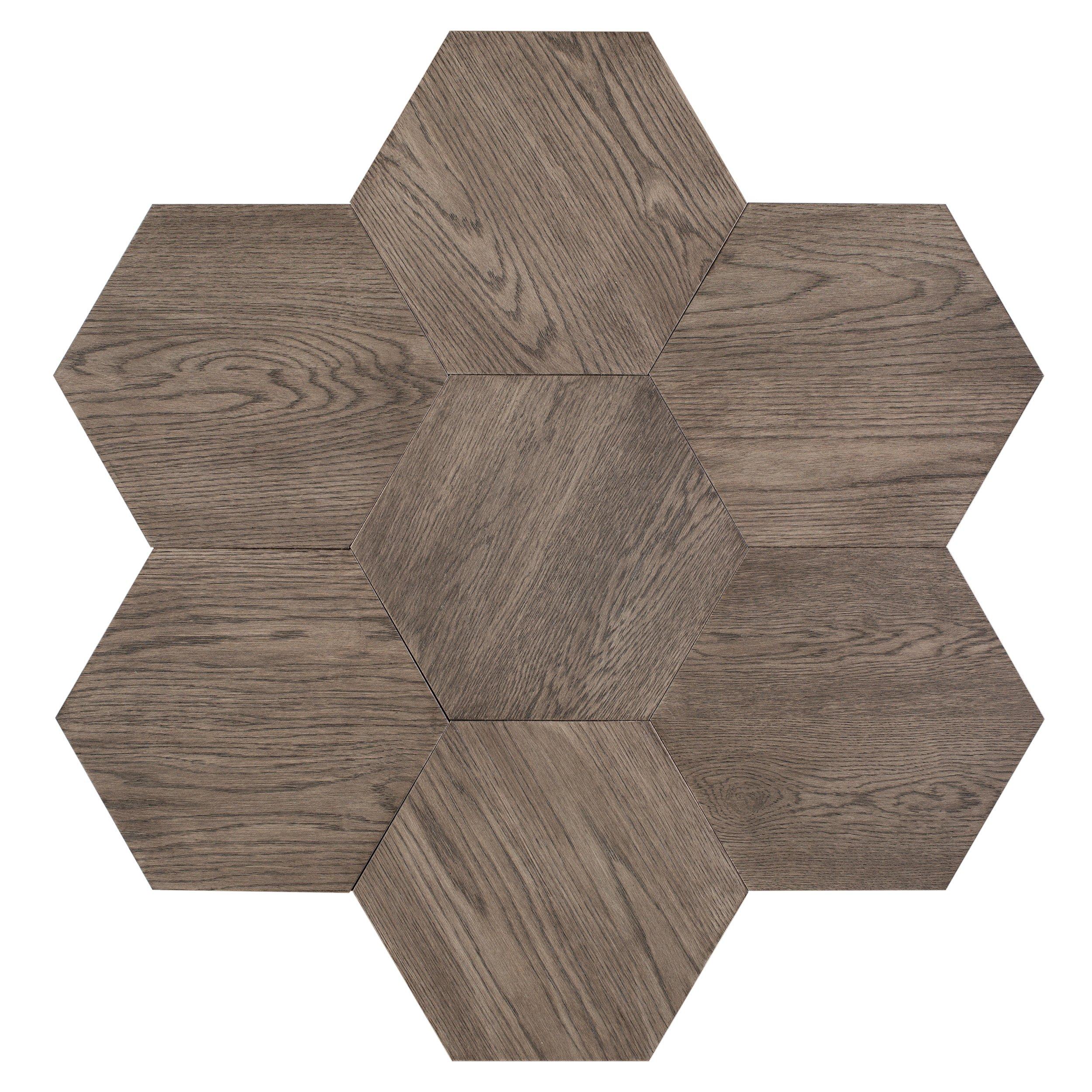Midtown Gray Oak Wire-Brushed Hexagon Engineered Hardwood