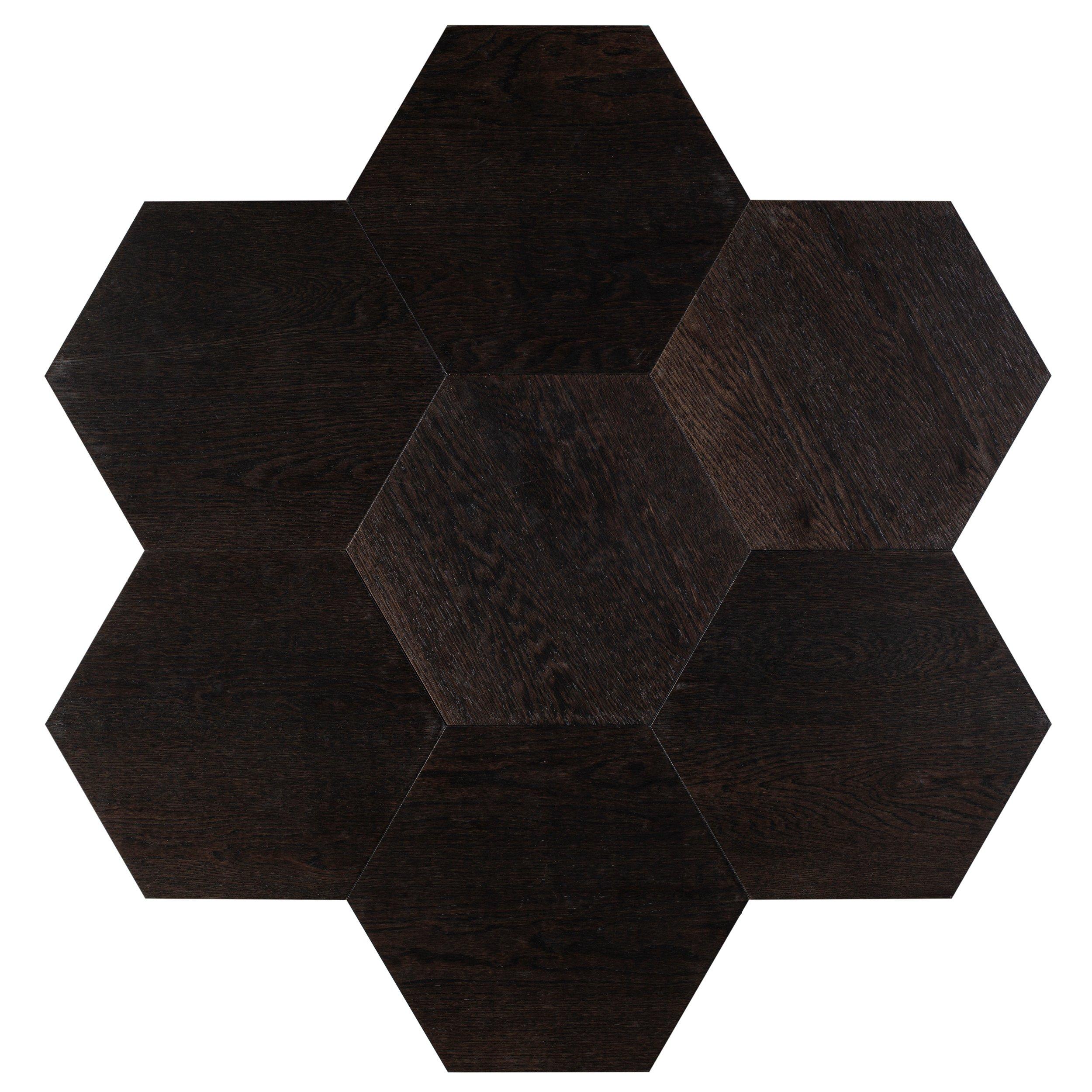 Midtown Dark Oak Wire-Brushed Hexagon Engineered Hardwood