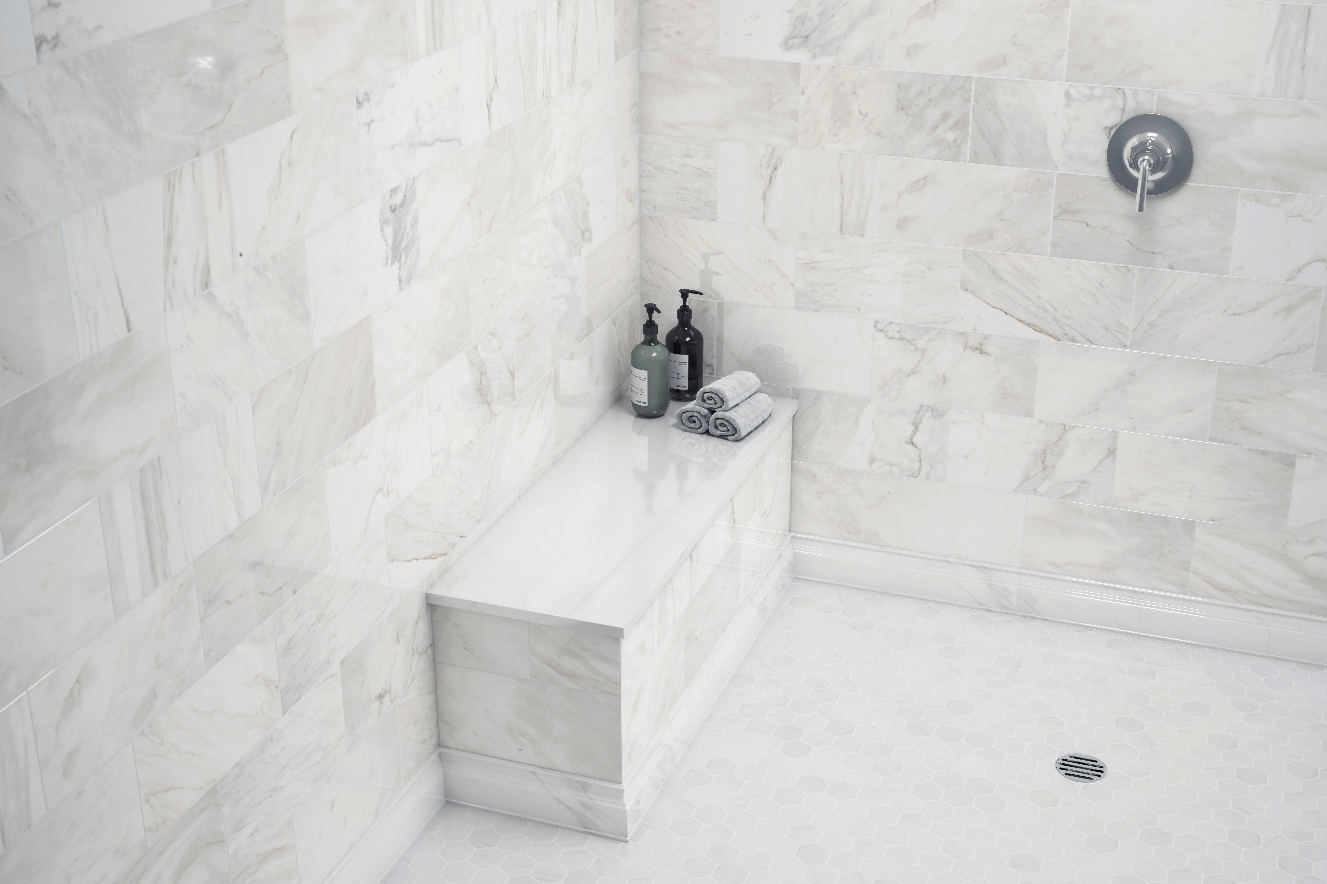 Dolomite Marble Rectangle Shower Bench 17 X 49 100843952 Floor And Decor