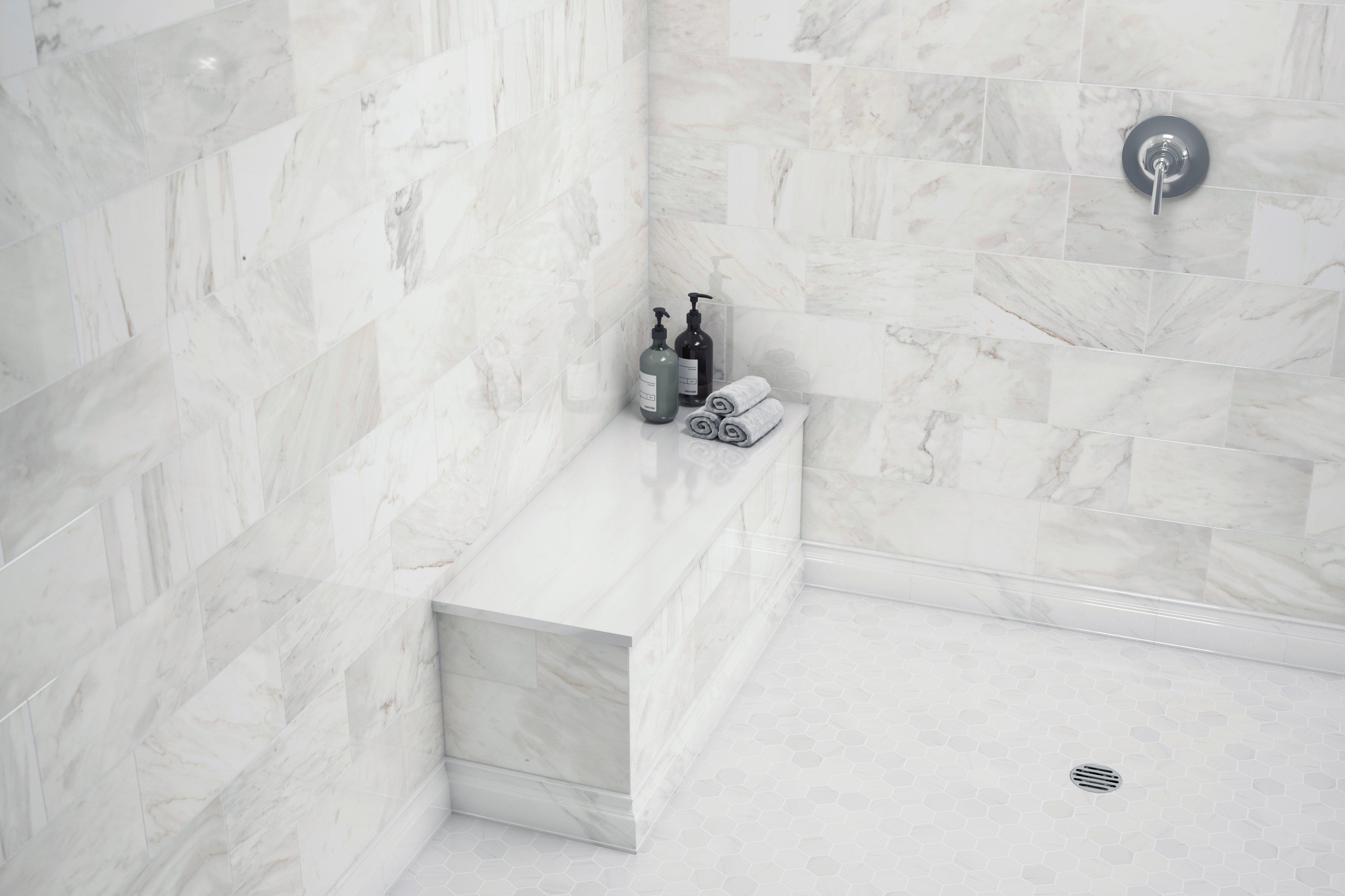 Dolomite Premium 3 In Hexagon Marble, Marble Mosaic Tile Shower Floor
