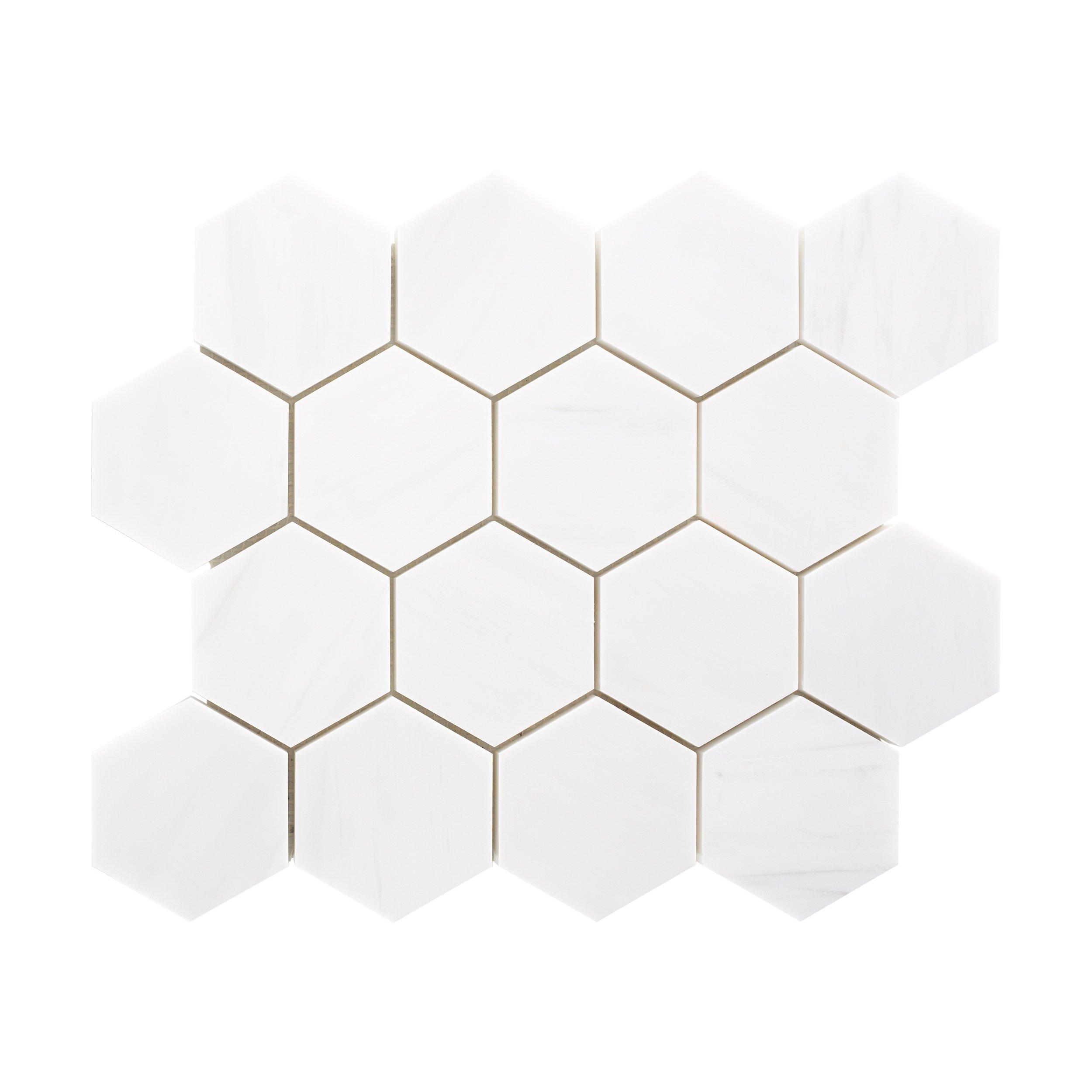 Dolomite Premium 3 in. Polished Marble Hexagon Mosaic