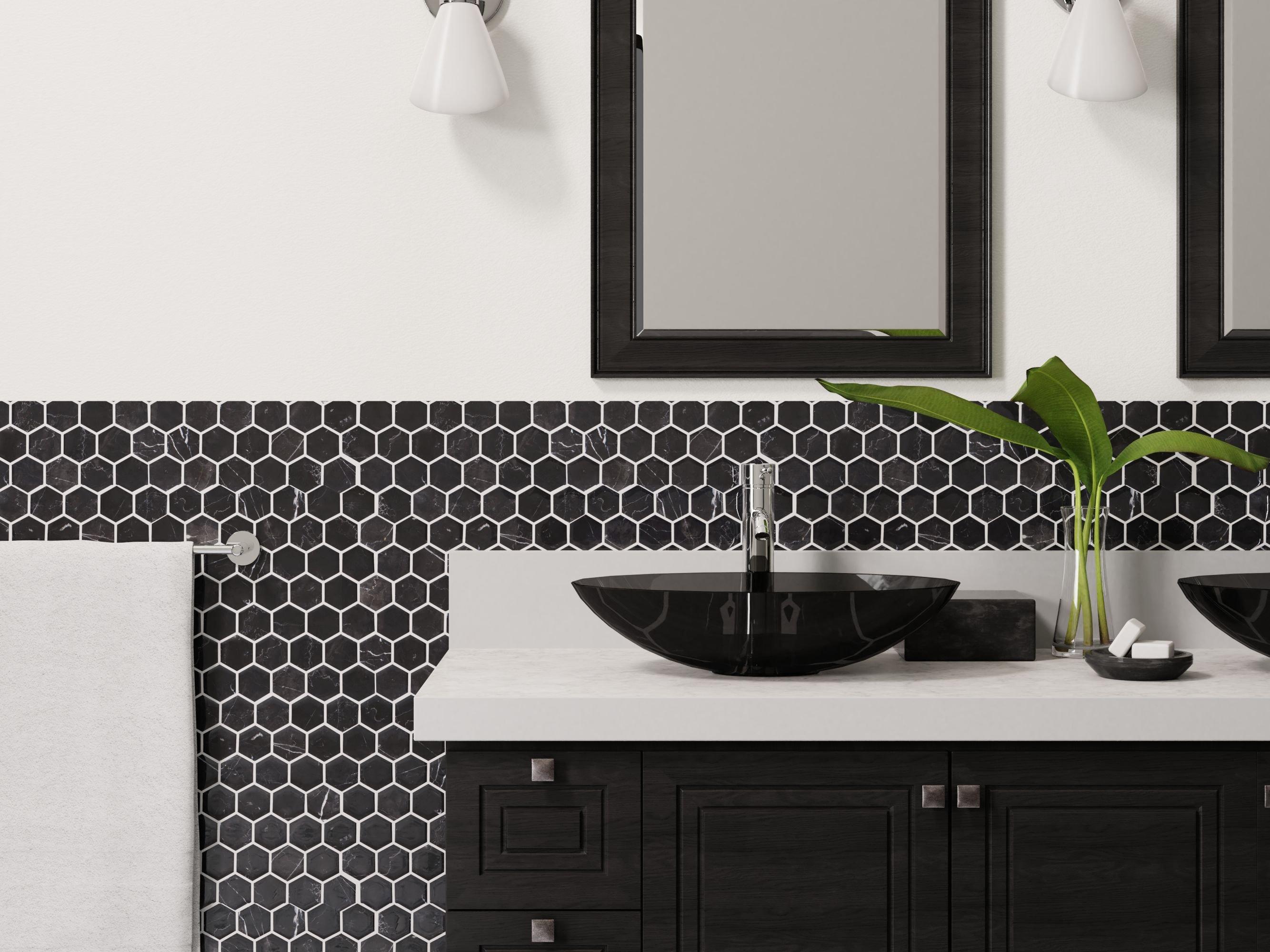 Nero Hexagon Polished Marble Mosaic