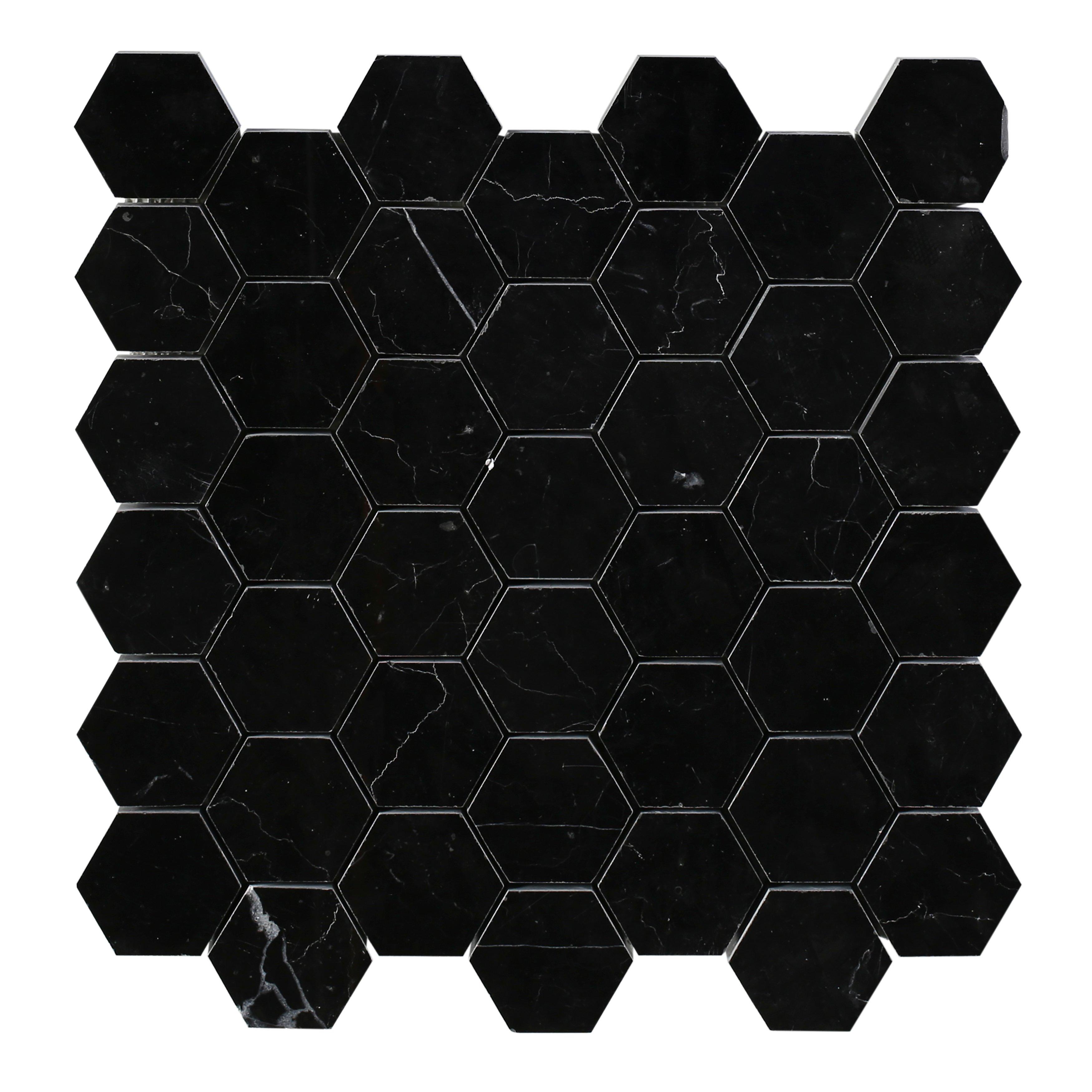 Nero Hexagon Polished Marble Mosaic