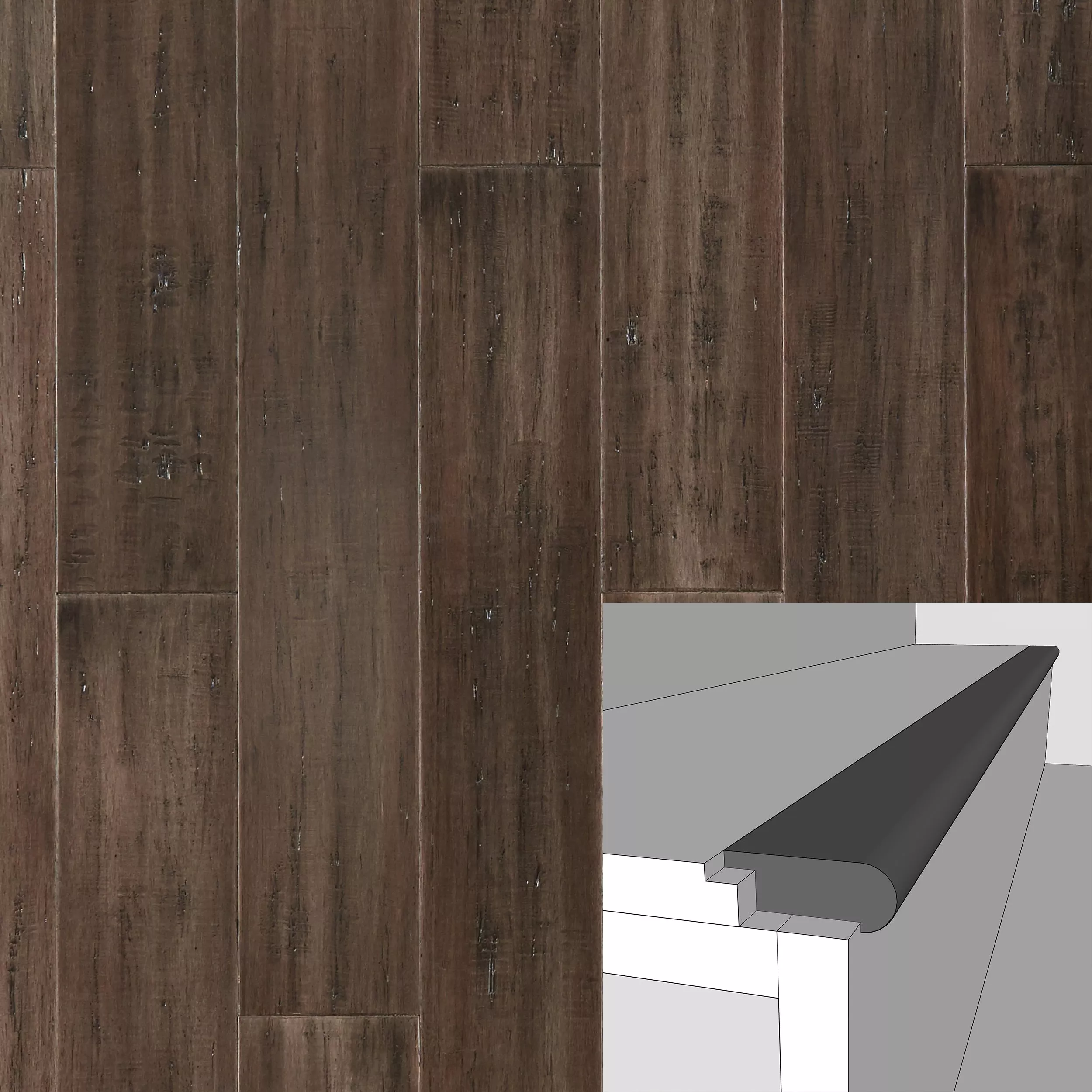 Color 36500P Medium Bamboo Flush Stair Nose