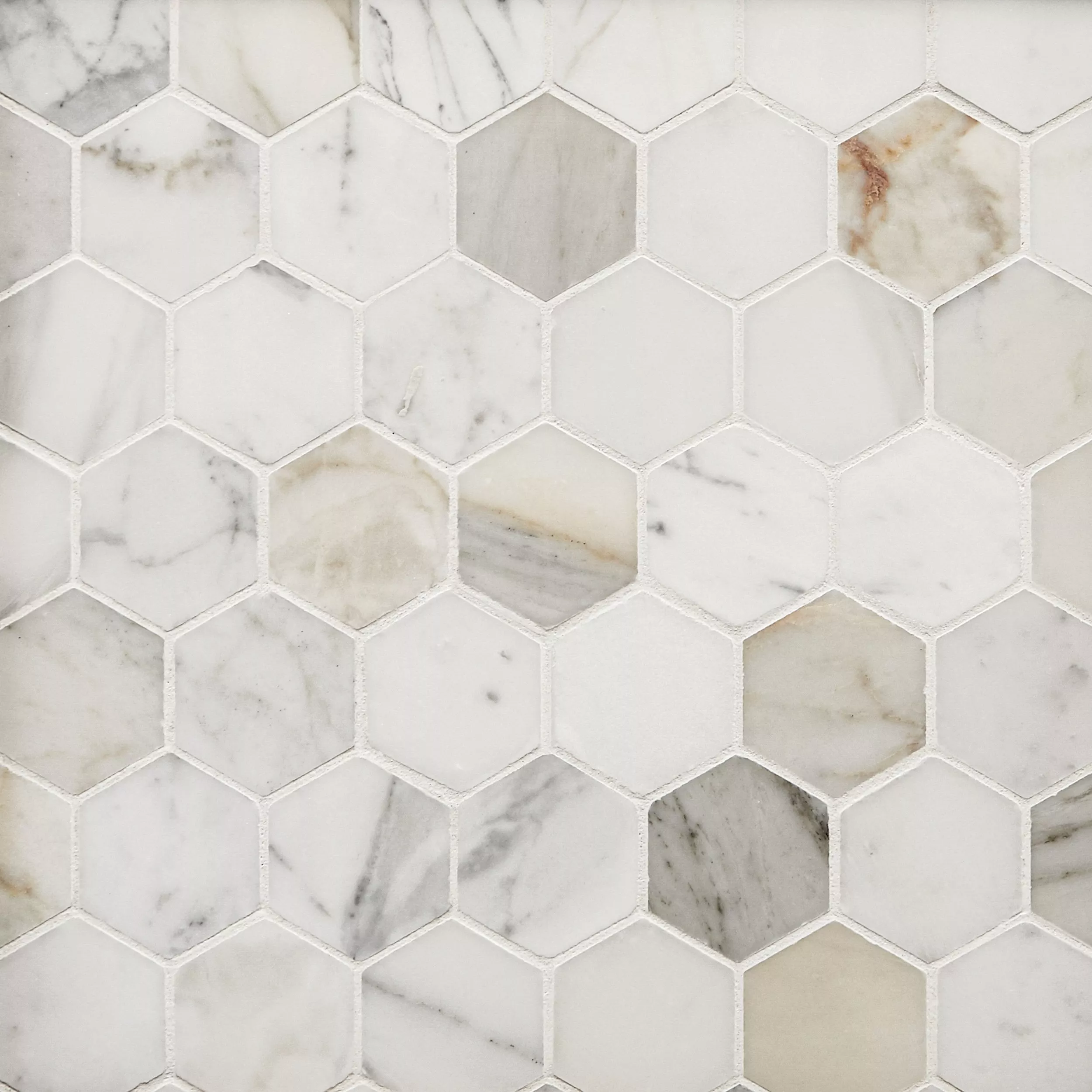 Calacatta 2 in. Hexagon Marble Mosaic