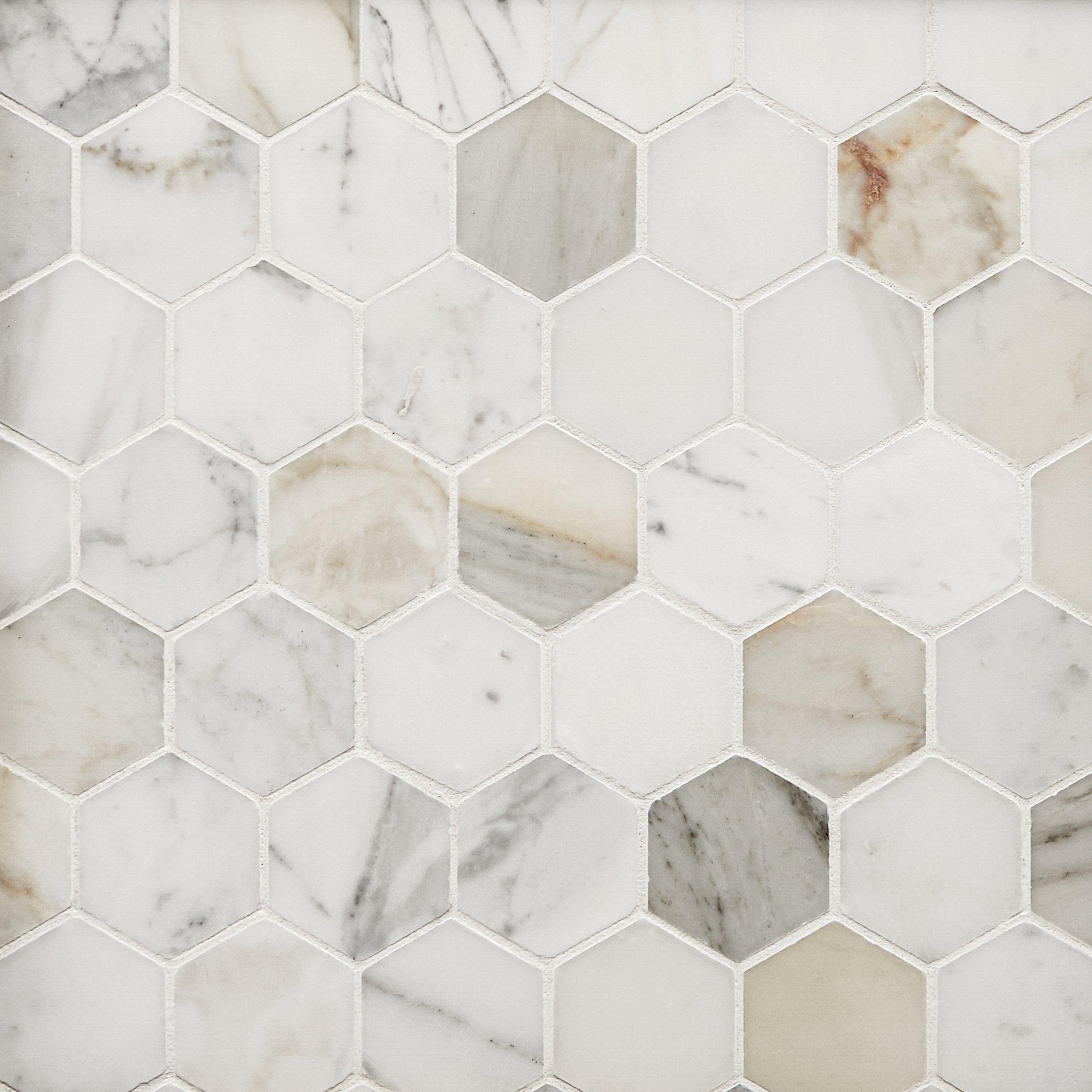 Calacatta Hexagon Polished Marble Mosaic