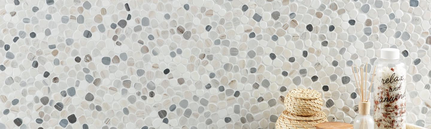 Decorative Stone Pebble Tile Floor, River Rock Tile Sheets