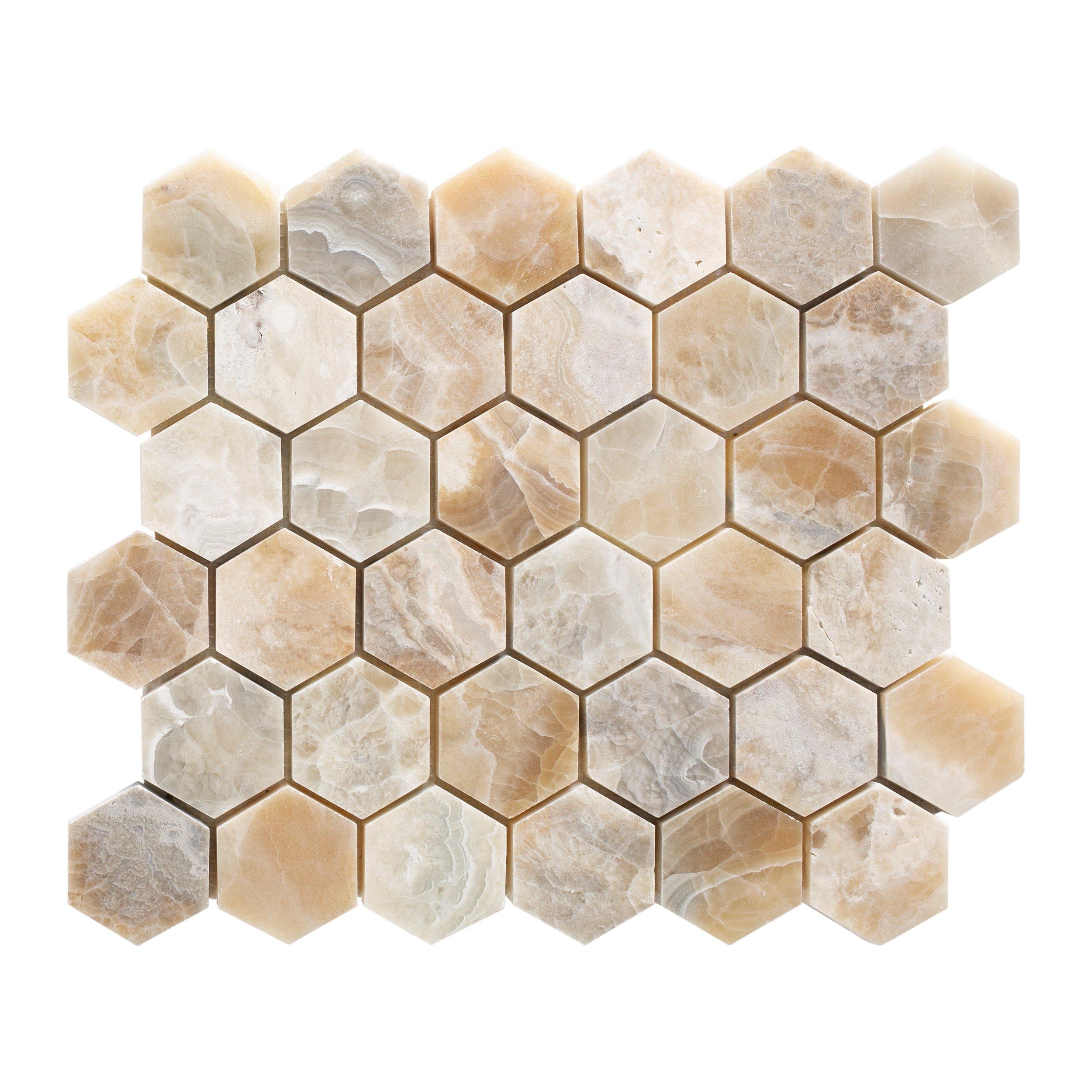 Traonyx 2 in. Hexagon Brushed Travertine Mosaic