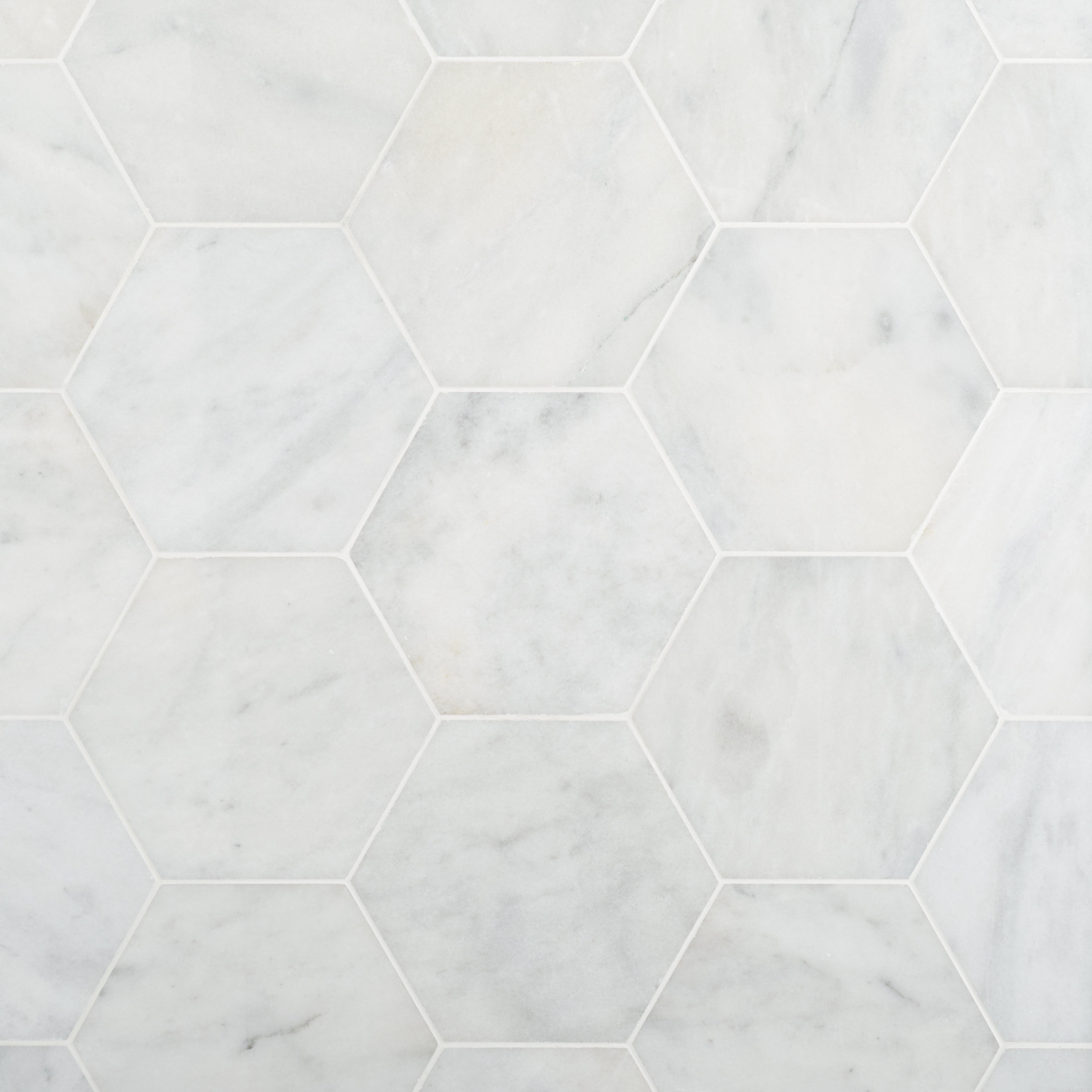 Bianco Blanco Hexagon Polished Marble, Carrara Hexagon Floor Tile