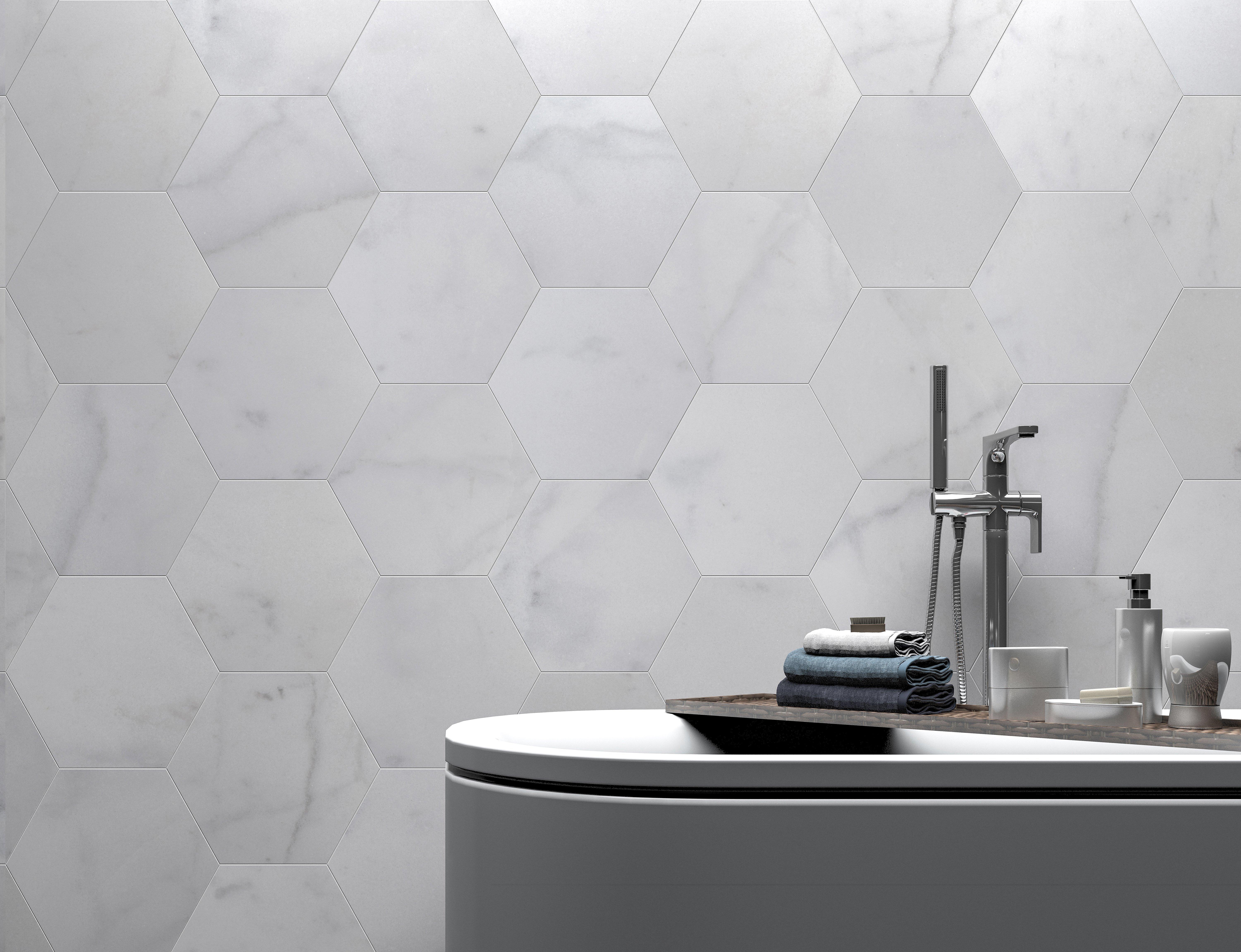 Bianco Blanco Hexagon Polished Marble Tile