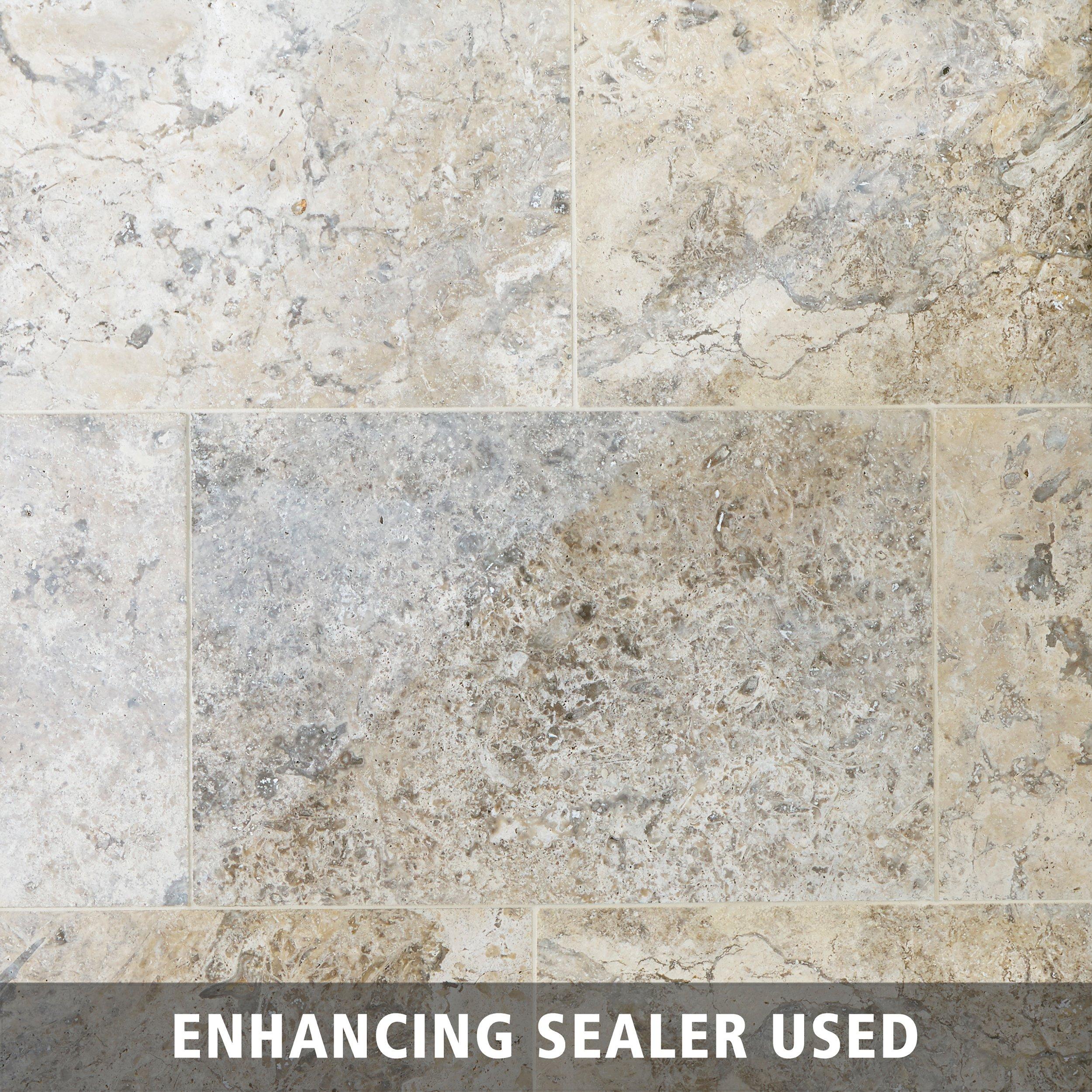 Aqua Silver Vein Cut Honed Travertine Tile - 12 x 24 - 100838382