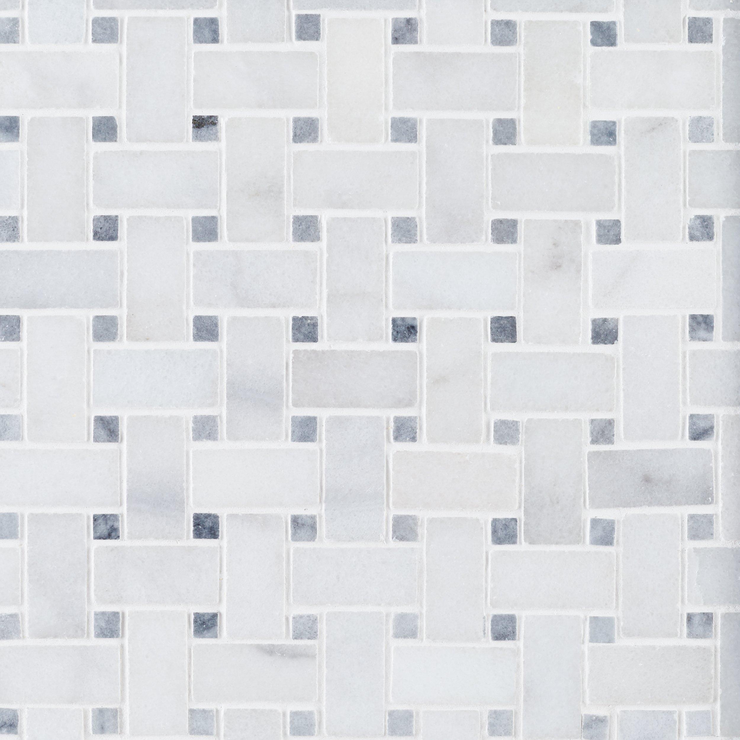 Carrara Chateau Basketweave Polished Marble Mosaic