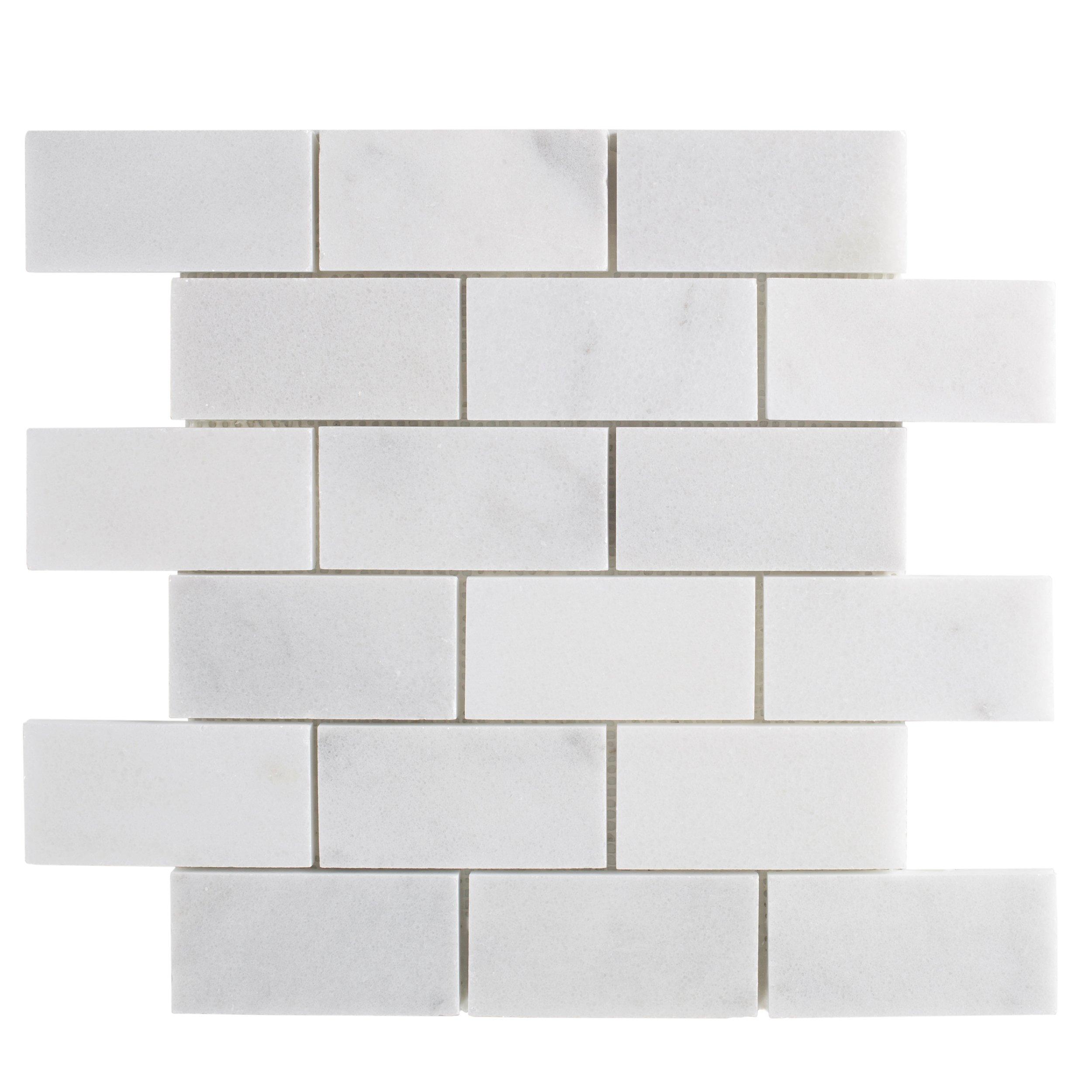 Carrara Chateau Honed Marble Brick Mosaic - 12 x 12 - 100701945 | Floor ...