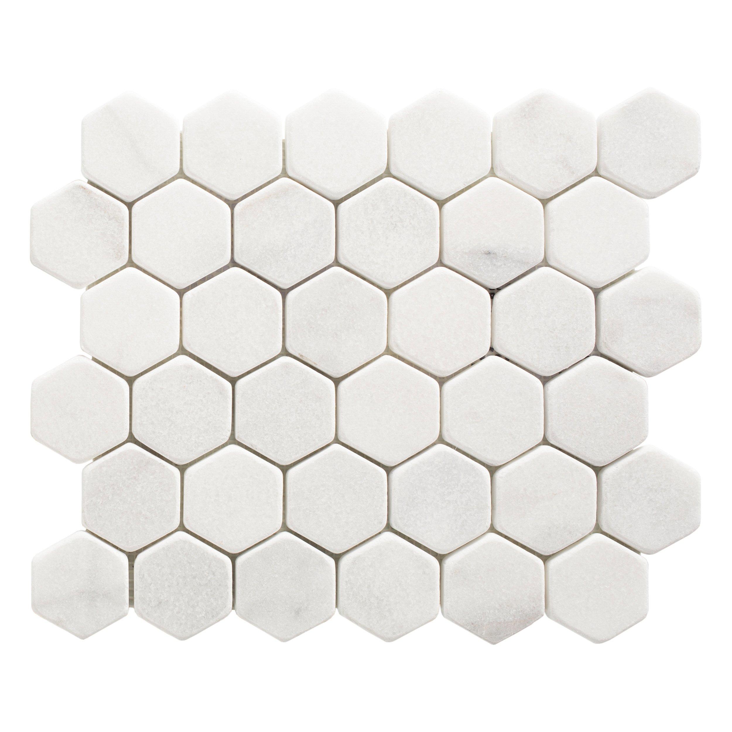 https://i8.amplience.net/i/flooranddecor/100702000_carrara-chateau-2-in-hexagon-tumbled-marble-mosaic_1?fmt=auto&qlt=85