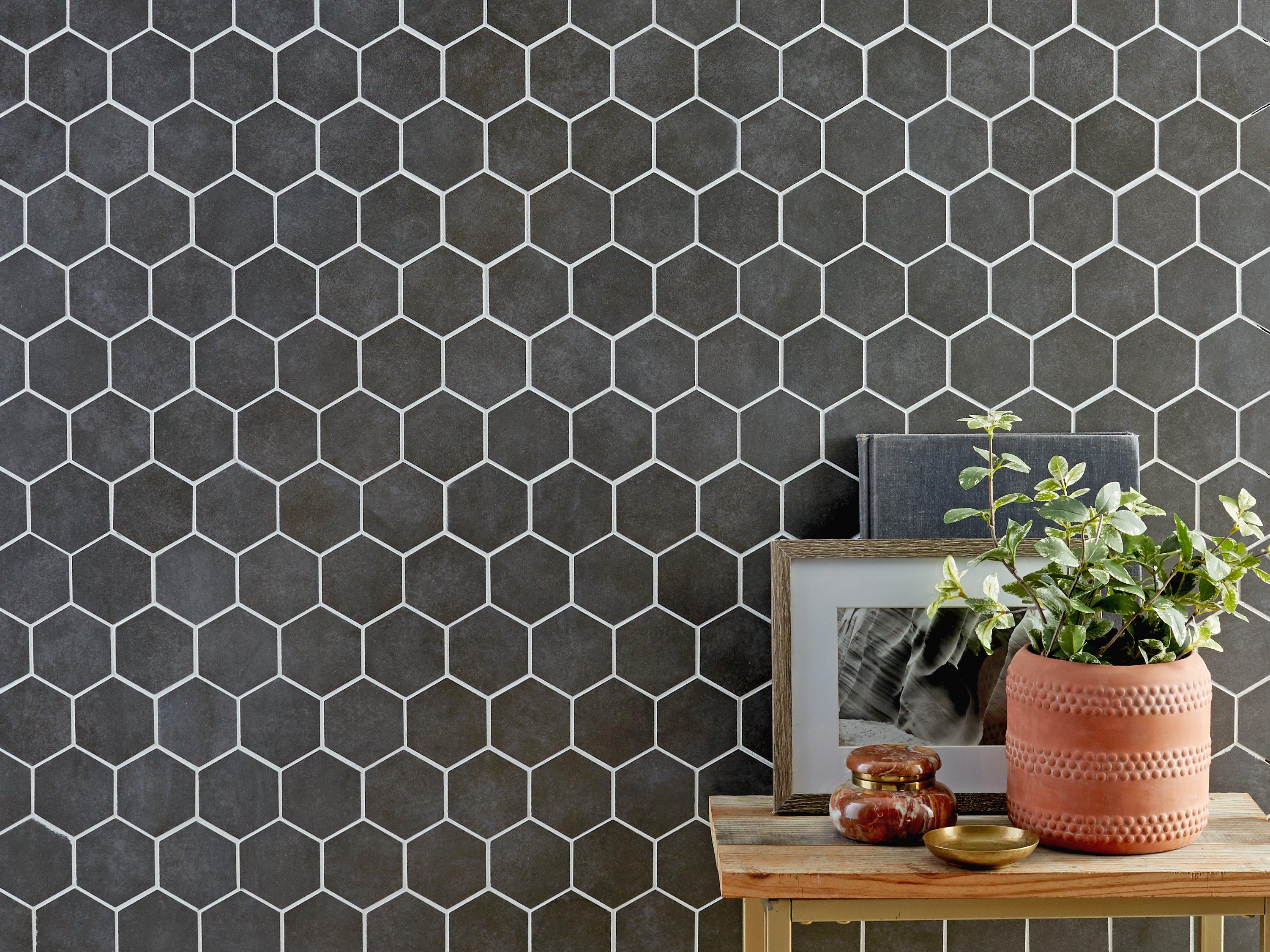 Uptown Antracite Hexagon Porcelain Mosaic