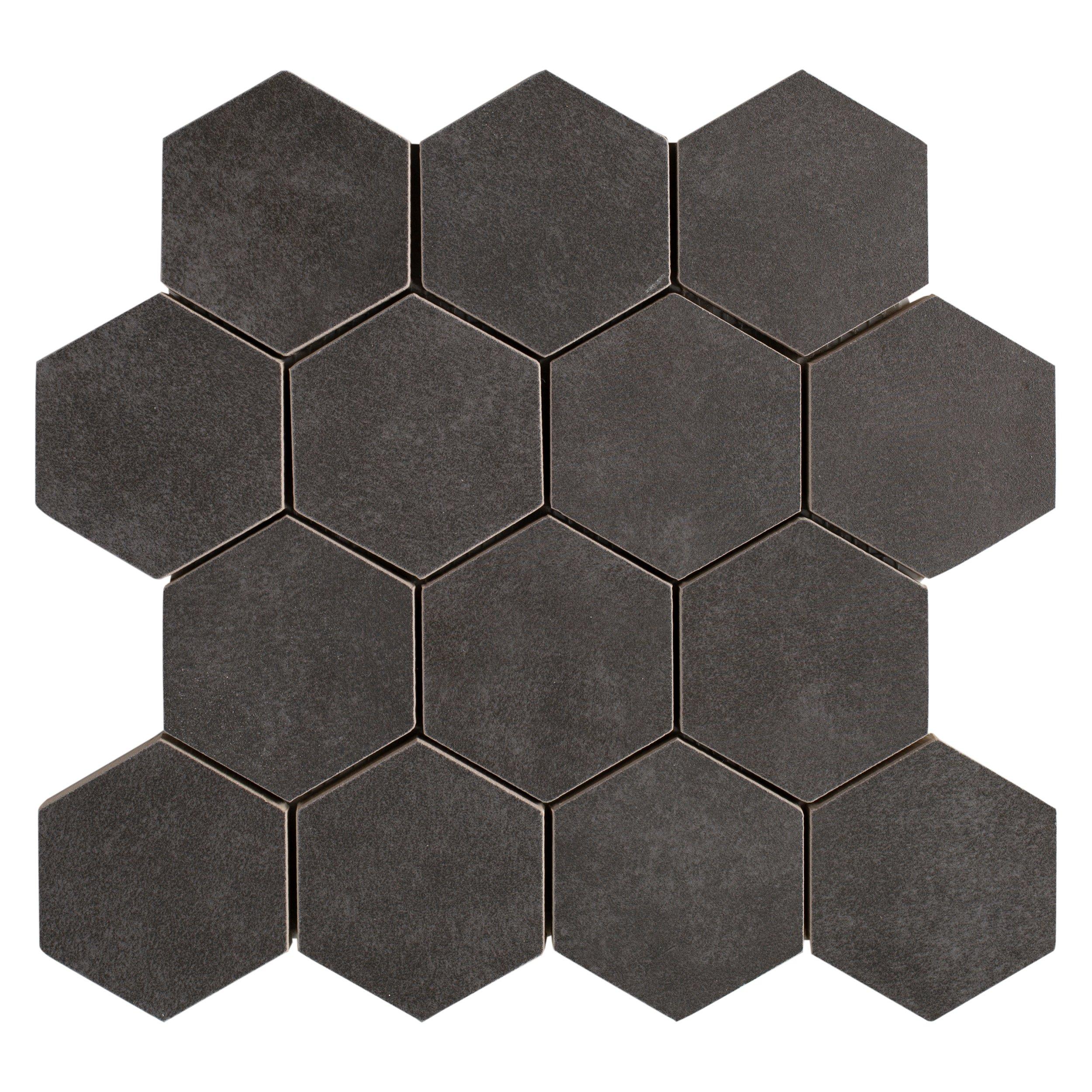 Uptown Antracite Hexagon Matte Porcelain Mosaic