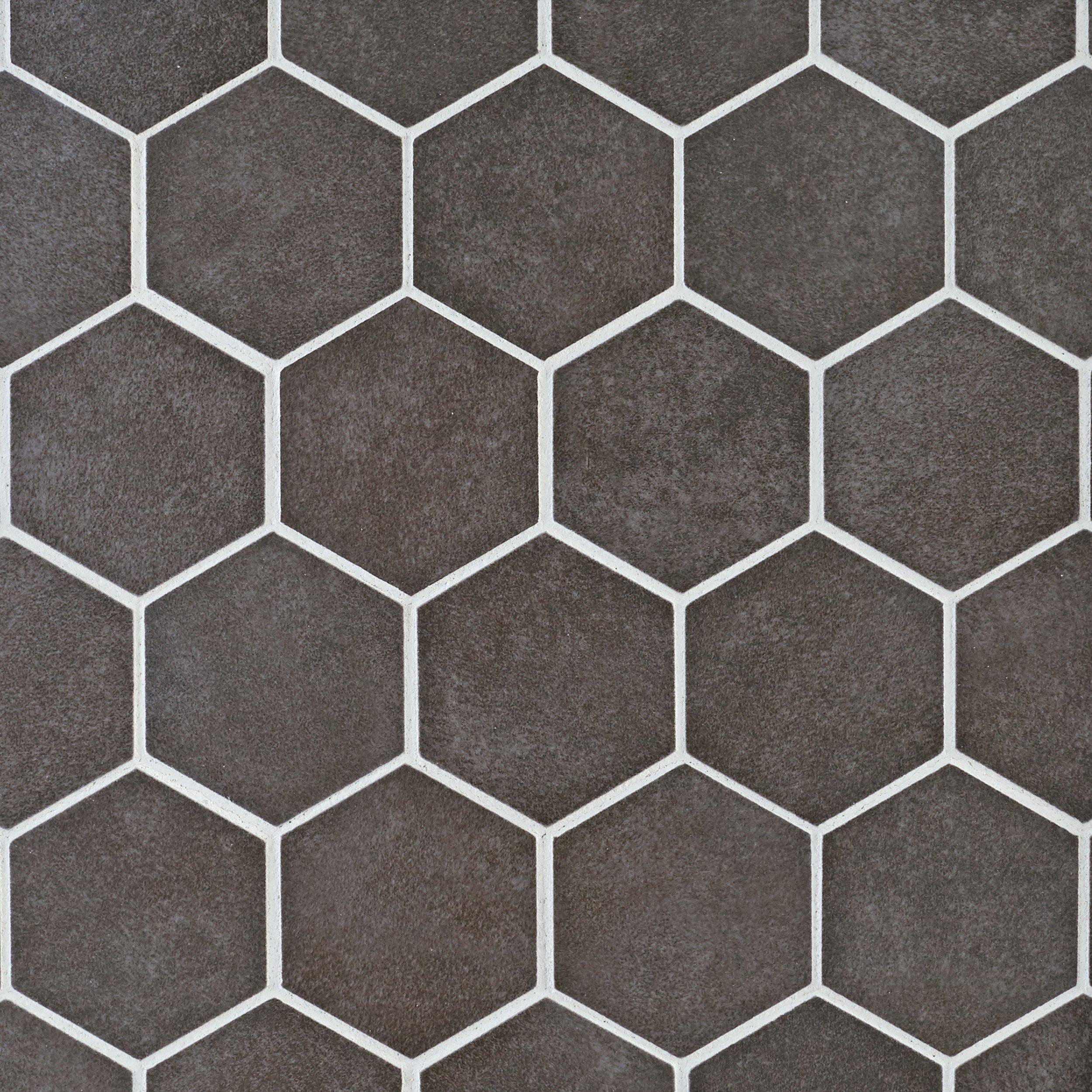Uptown Antracite Hexagon Matte Porcelain Mosaic
