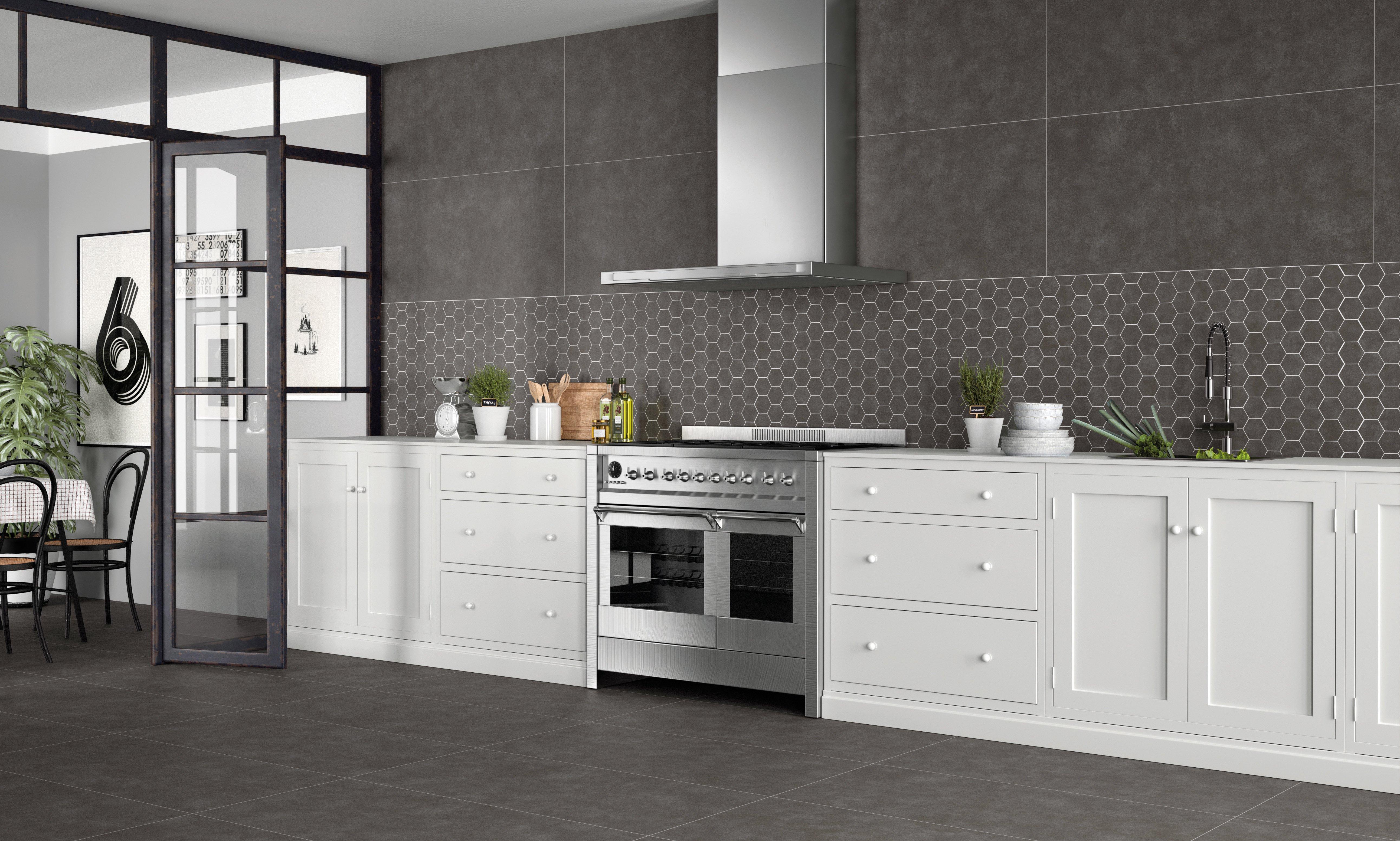 Uptown Antracite Hexagon Porcelain Mosaic