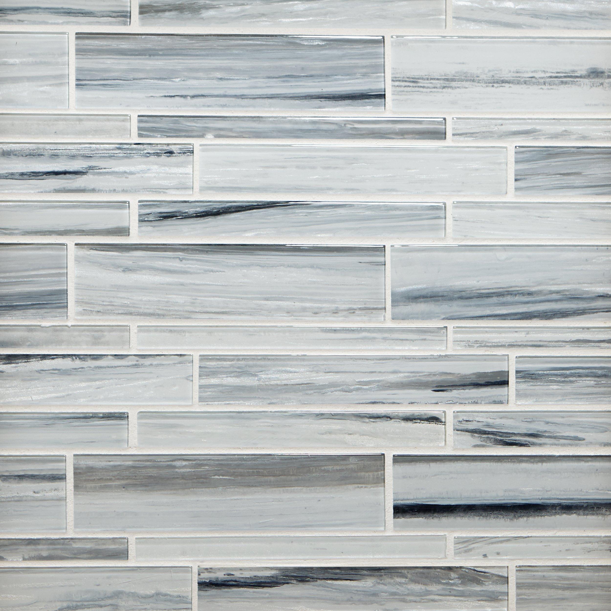 Misty Fjord Linear Glass Mosaic Floor, Floor And Decor Glass Tile